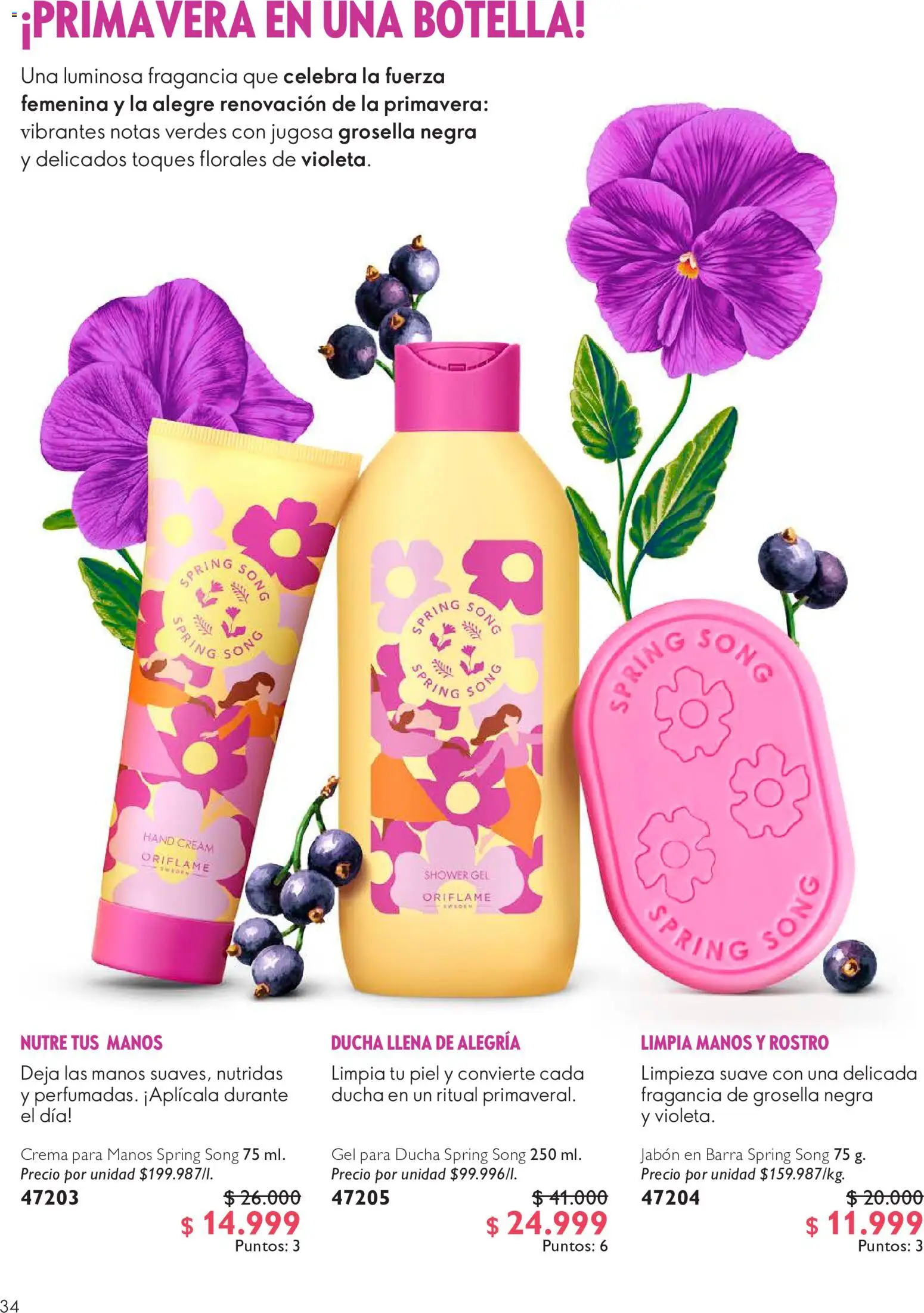 Oriflame revista - valida desde el 01/08/2026 | Página: 34 | Productos: Crema, Botella, Ducha, Fragancia