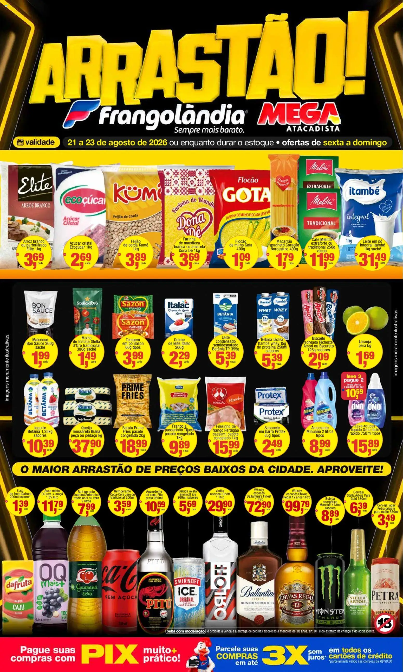 Frangolândia Folheto - válido de 21/08/2026 | Página: 1 | Produtos: Caju, Cerveja, Creme, Batata
