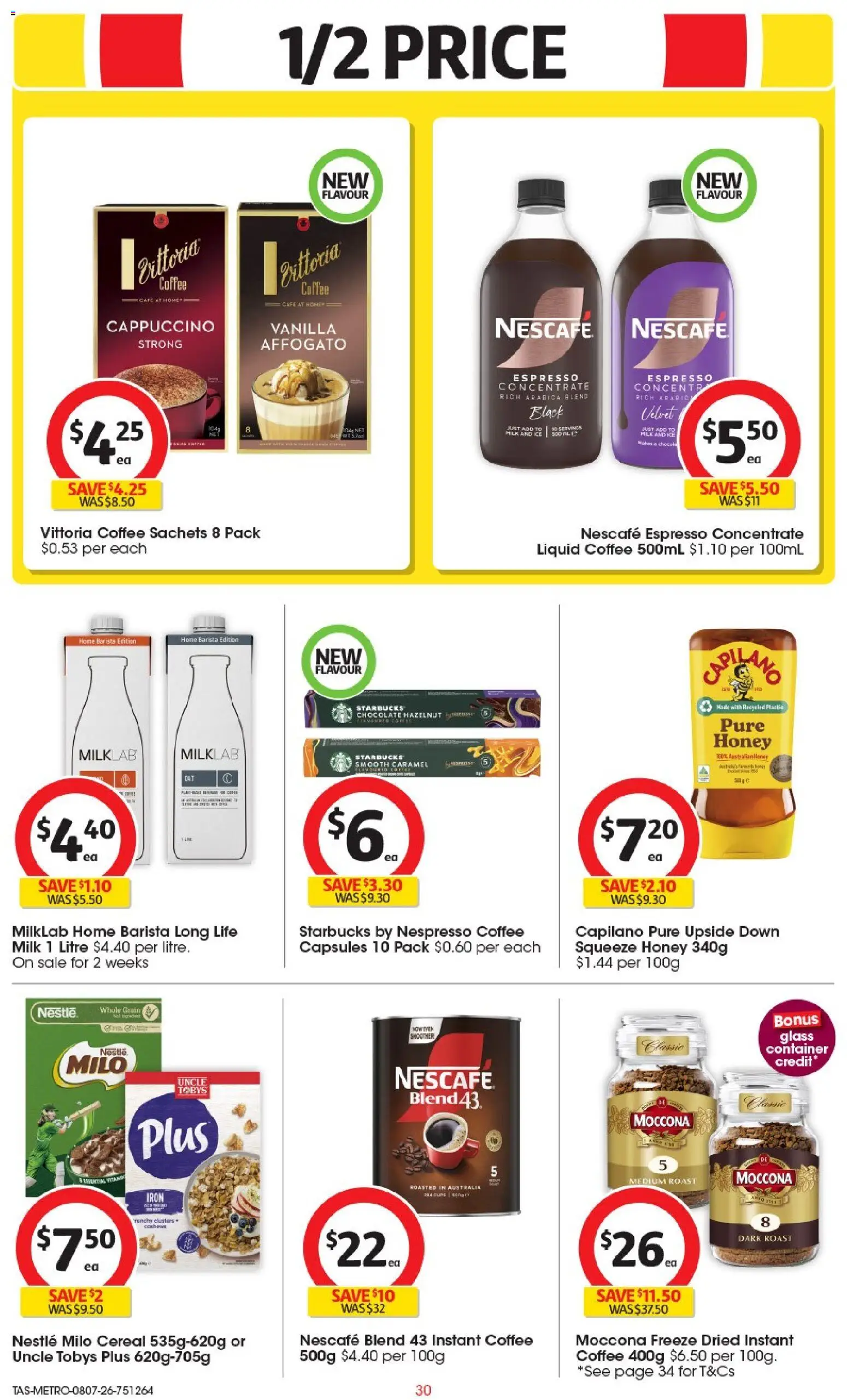 Coles catalogue - valid from 08/07/2026 | Page: 30 | Products: Milk, Chocolate, Moccona, Nescafe