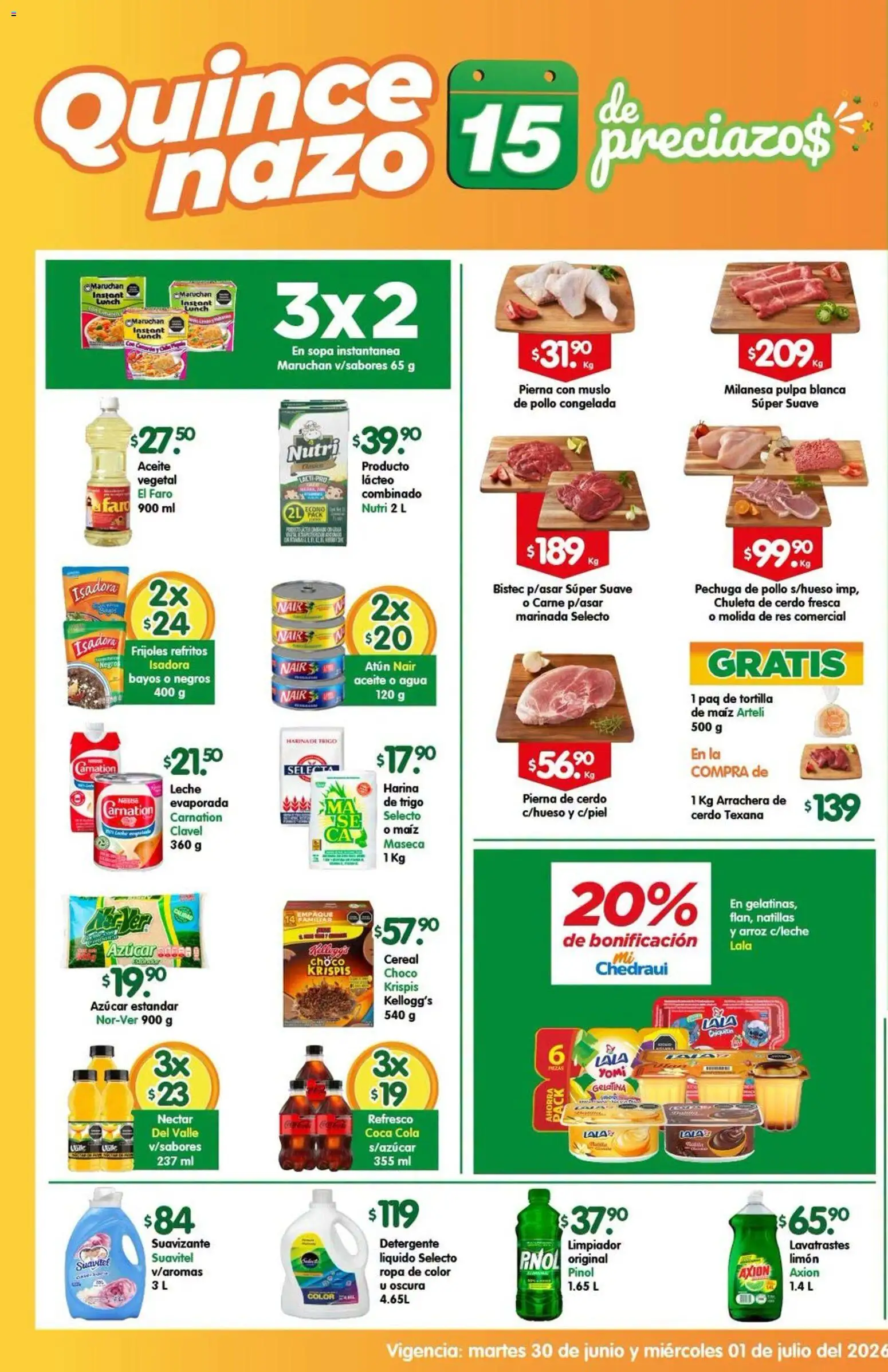 Nuevas ofertas de Arteli válidas en toda la República Mexicana desde el 30/06/2026. ¡Encuentra las mejores ofertas en Arteli folleto Express! | Página: 1 | Productos: Agua, Leche, Cerdo, Arroz