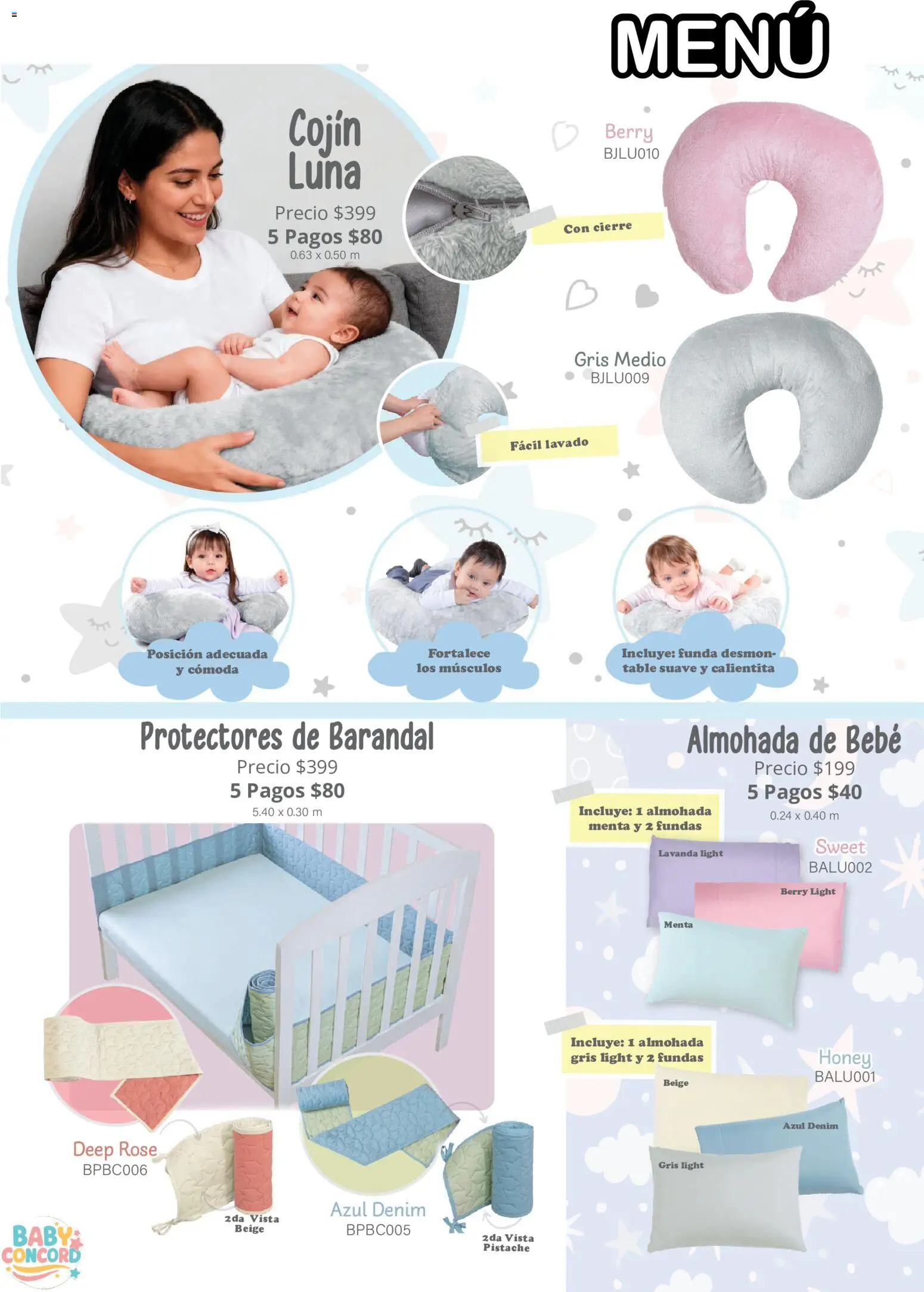 Nuevas ofertas de Colchas Concord válidas en toda la República Mexicana desde el 01/08/2026. ¡Encuentra las mejores ofertas en Colchas Concord catálogo Colección Bebé! | Página: 19 | Productos: Funda, Almohada