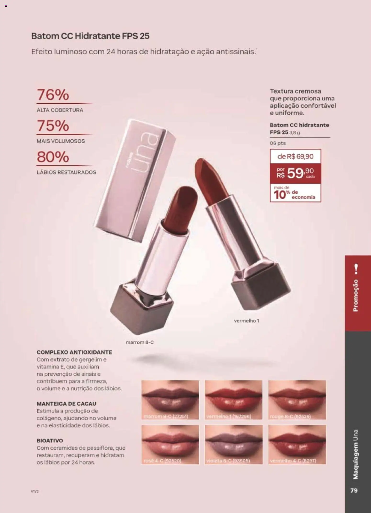 Natura Folheto - válido de 10/08/2026 | Página: 80 | Produtos: Maquiagem, Batom, Manteiga