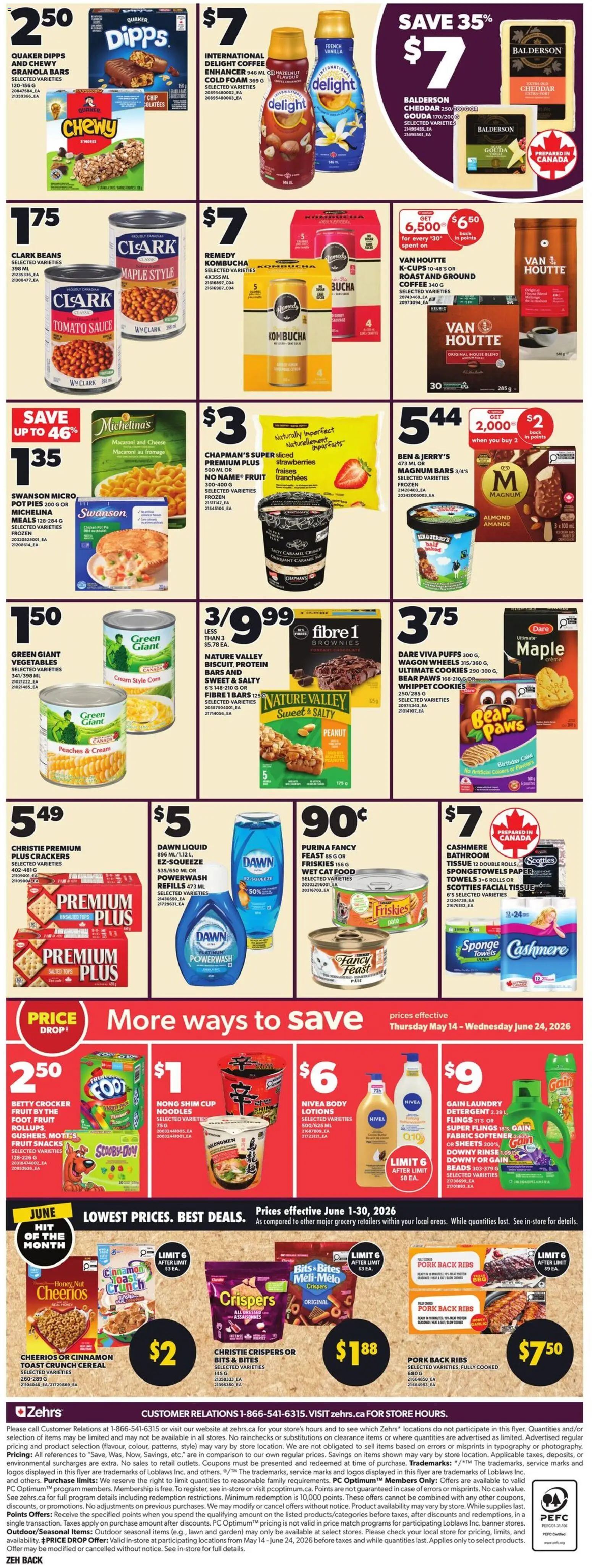 Zehrs flyer valid from 04.06.2026 | Page: 4 | Products: Cream, Cookies, Fabric softener, Detergent