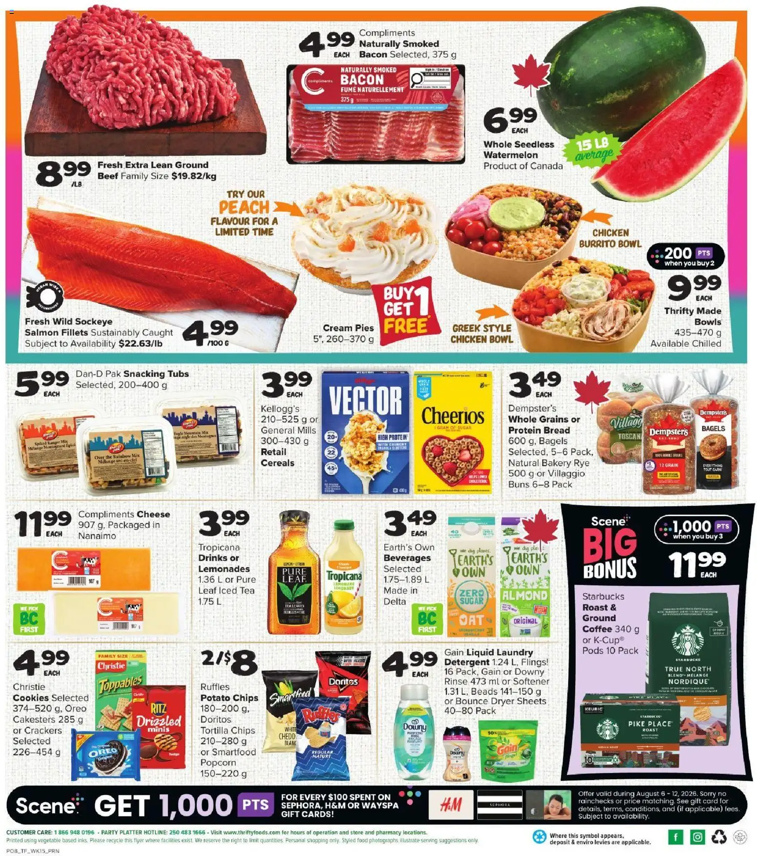 Thrifty Foods flyer valid from Aug 6, 2026 | Page: 2 | Products: Beef, Cream, Cookies, Bread