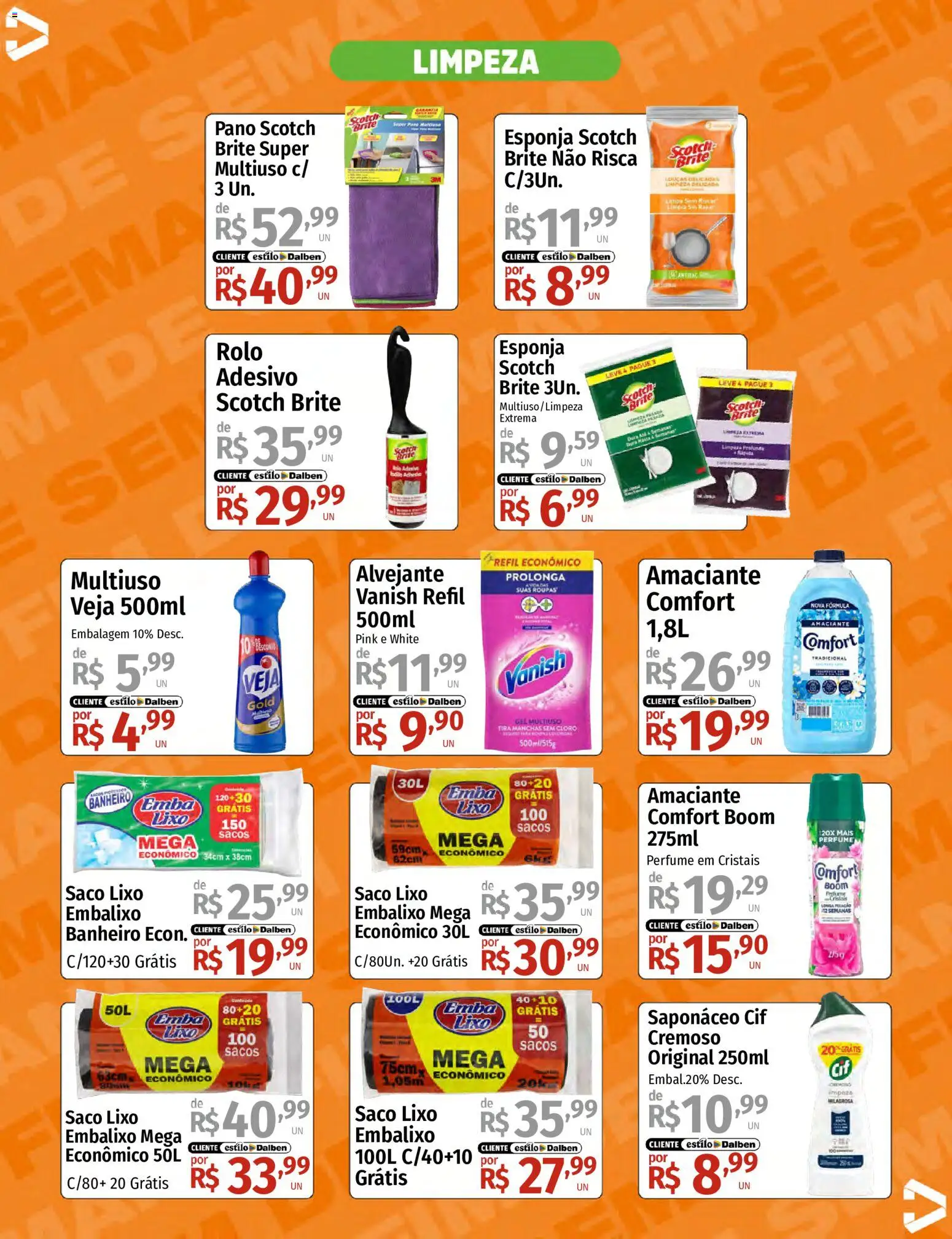 Supermercado Dalben Folheto - válido de 14/08/2026 | Página: 12 | Produtos: Tira manchas, Roupas, Saponáceo, Vanish