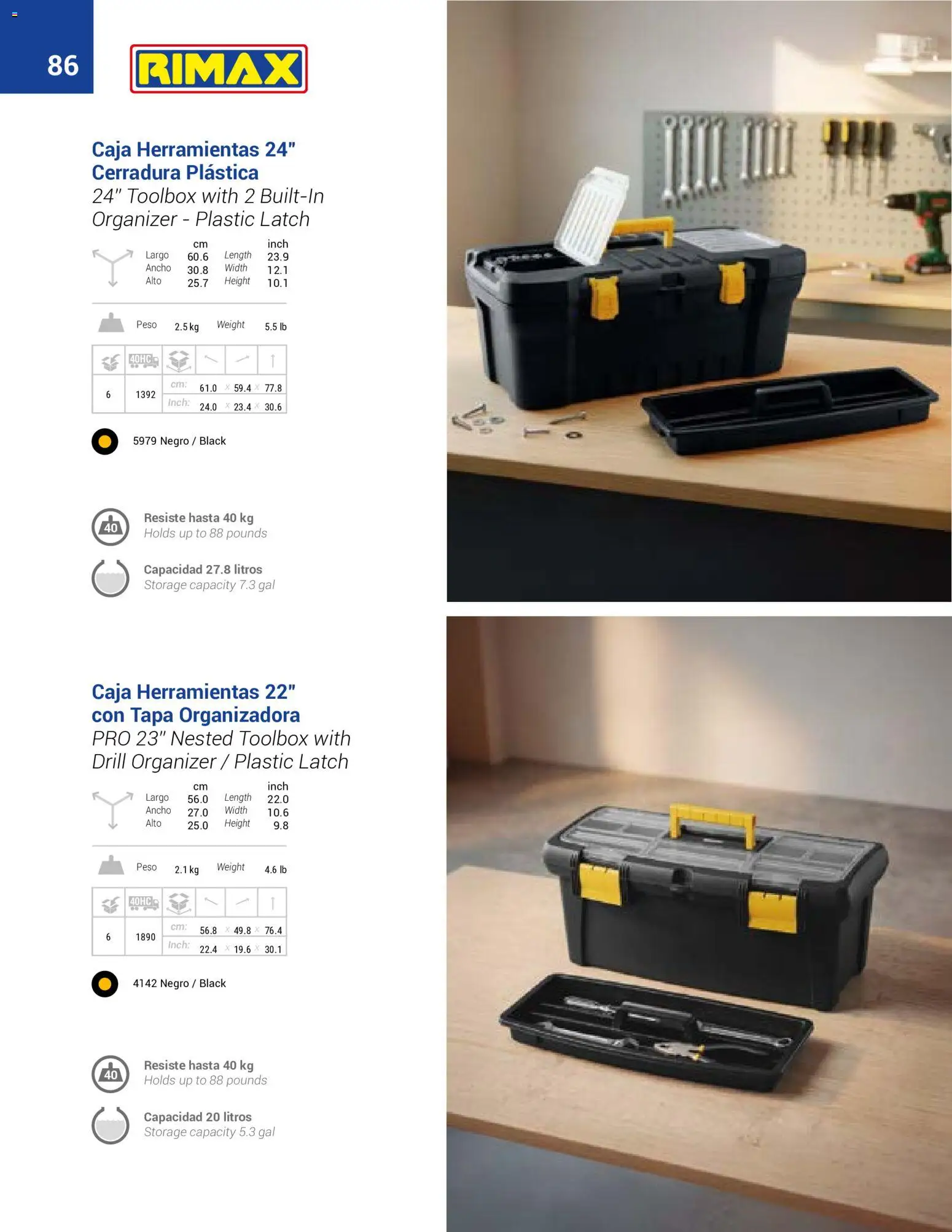 Rimax revista - valida desde el 01/01/2026 | Página: 86 | Productos: Peso, Caja, Cerradura, Tapa