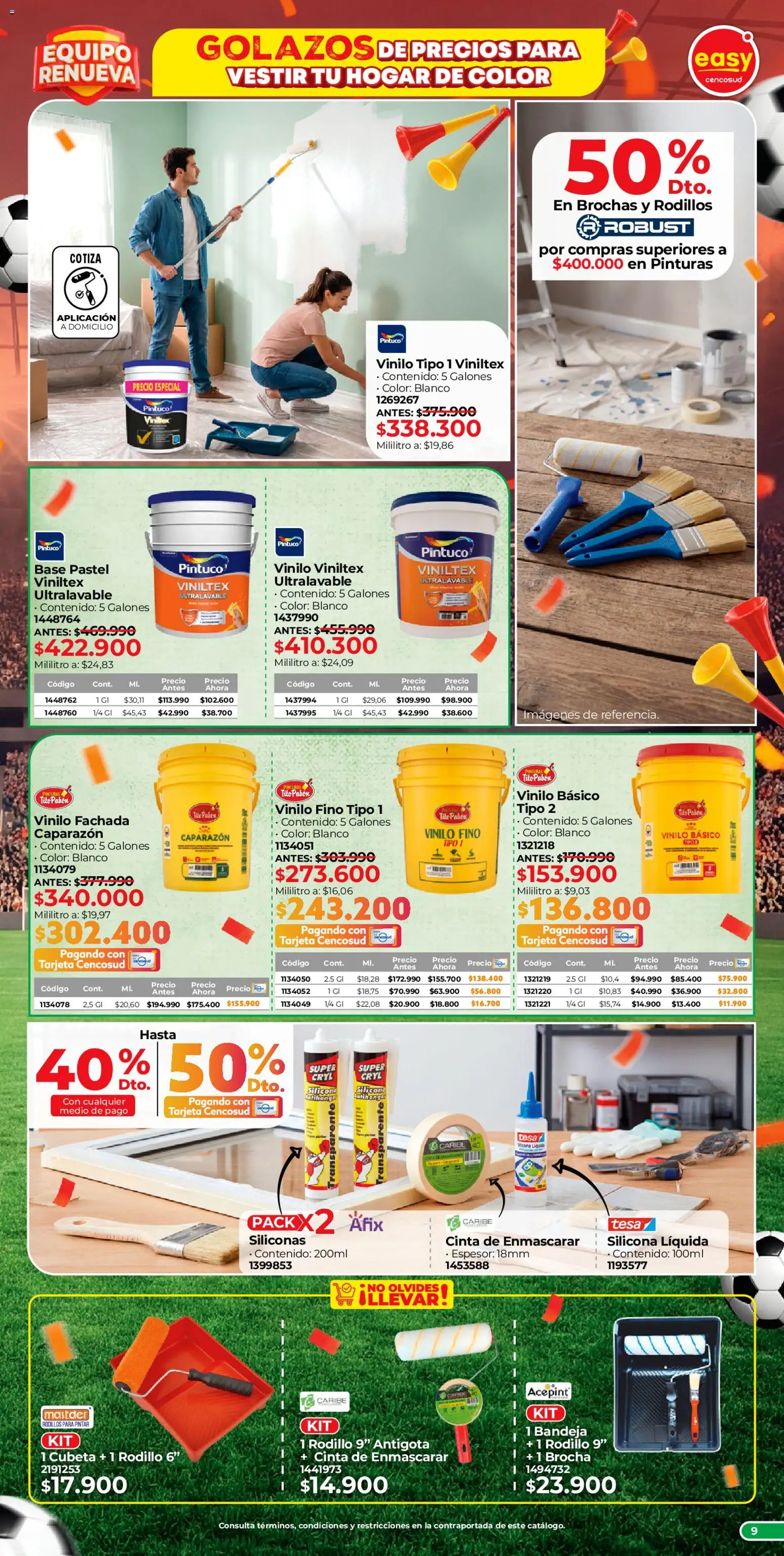 Easy revista - valida desde el 16.03.2026 | Página: 9 | Productos: Bandeja, Rodillo, Brocha, Cubeta