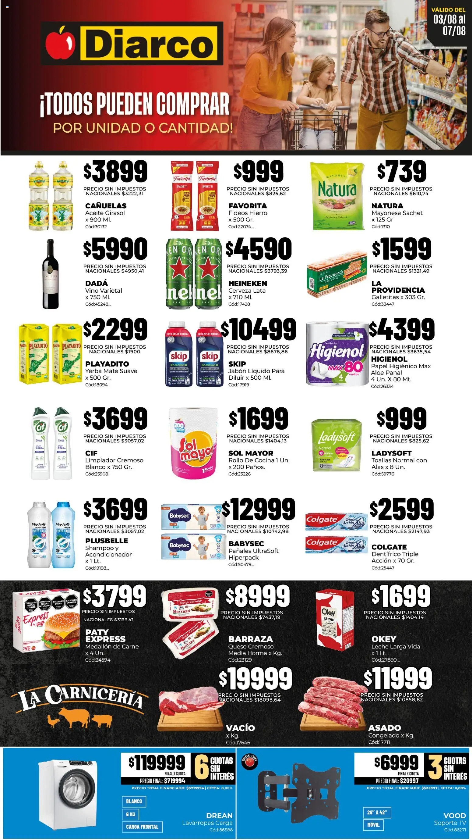 Diarco - Ofertas Pueblo Sur │ válido desde el 03/08/2026 | Página: 1 | Productos: Jabón líquido, Mayonesa, Limpiador, Spaghetti