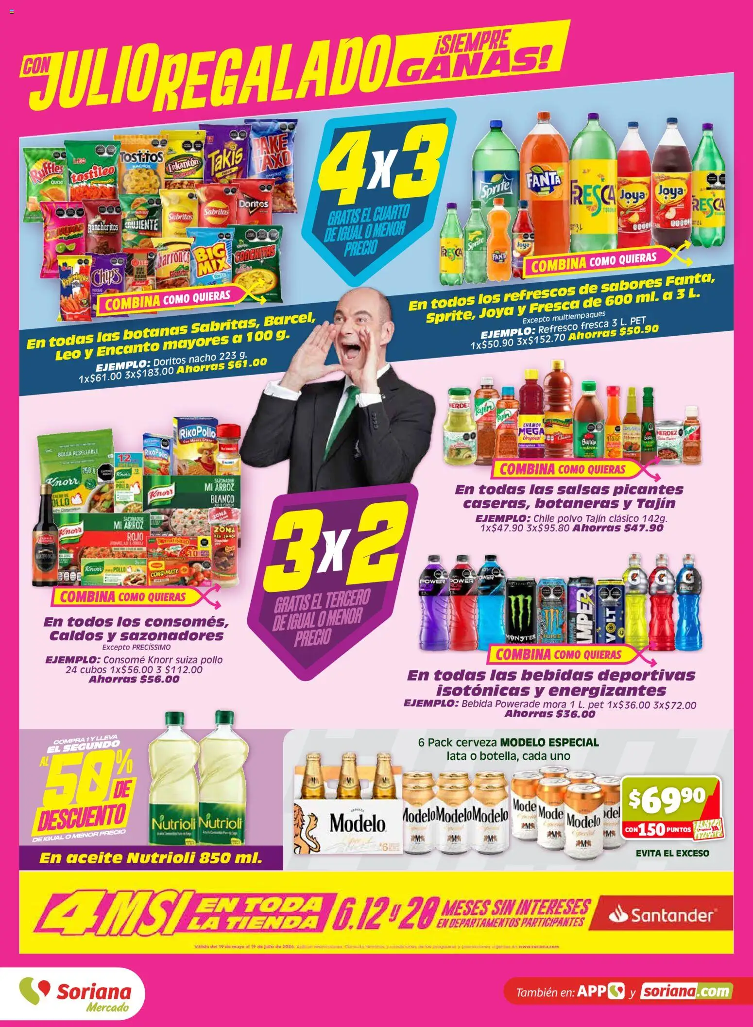 Nuevas ofertas de Soriana válidas en toda la República Mexicana desde el 05.06.2026. ¡Encuentra las mejores ofertas en Soriana Julio Regalado Mercado Nacional! | Página: 4 | Productos: Pollo, Bolsa, Aceite, Arroz