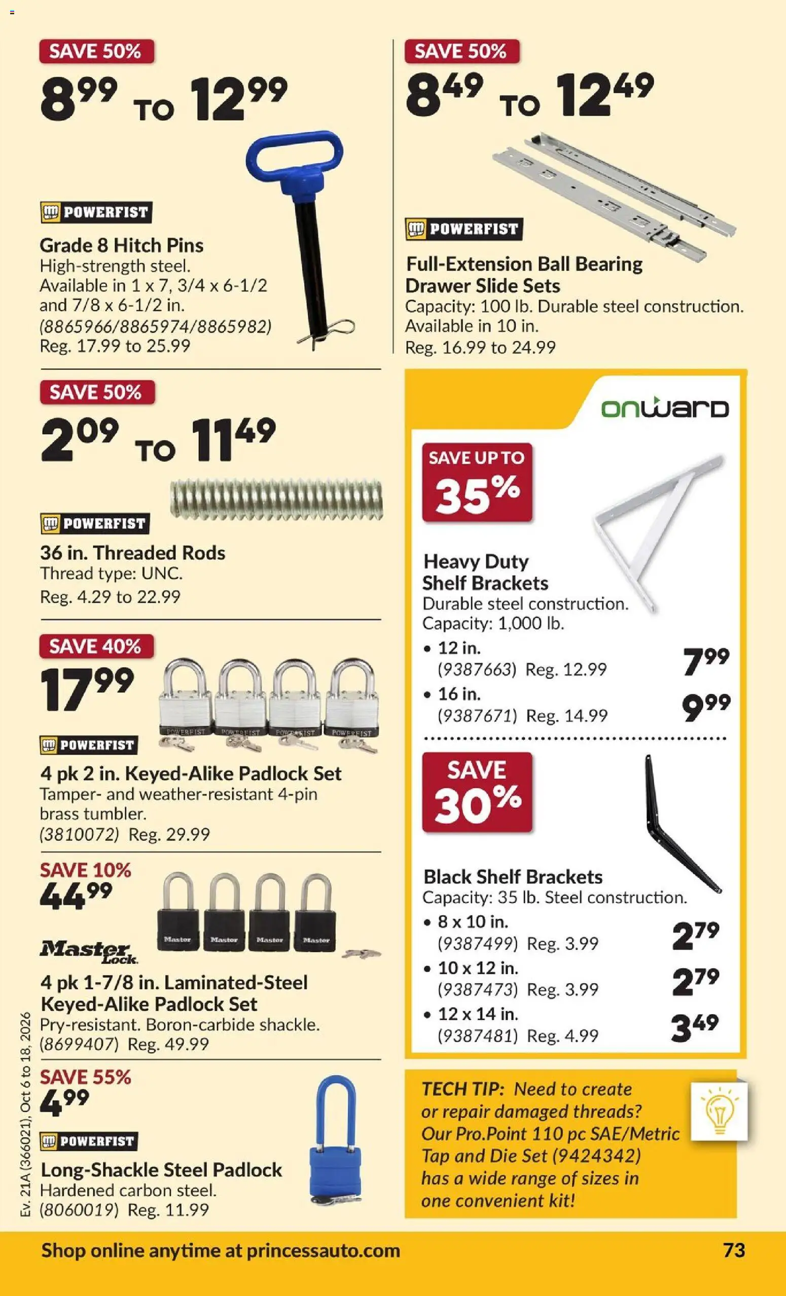 Princess Auto flyer valid from Oct 6, 2026 | Page: 79 | Products: PC, Shelf
