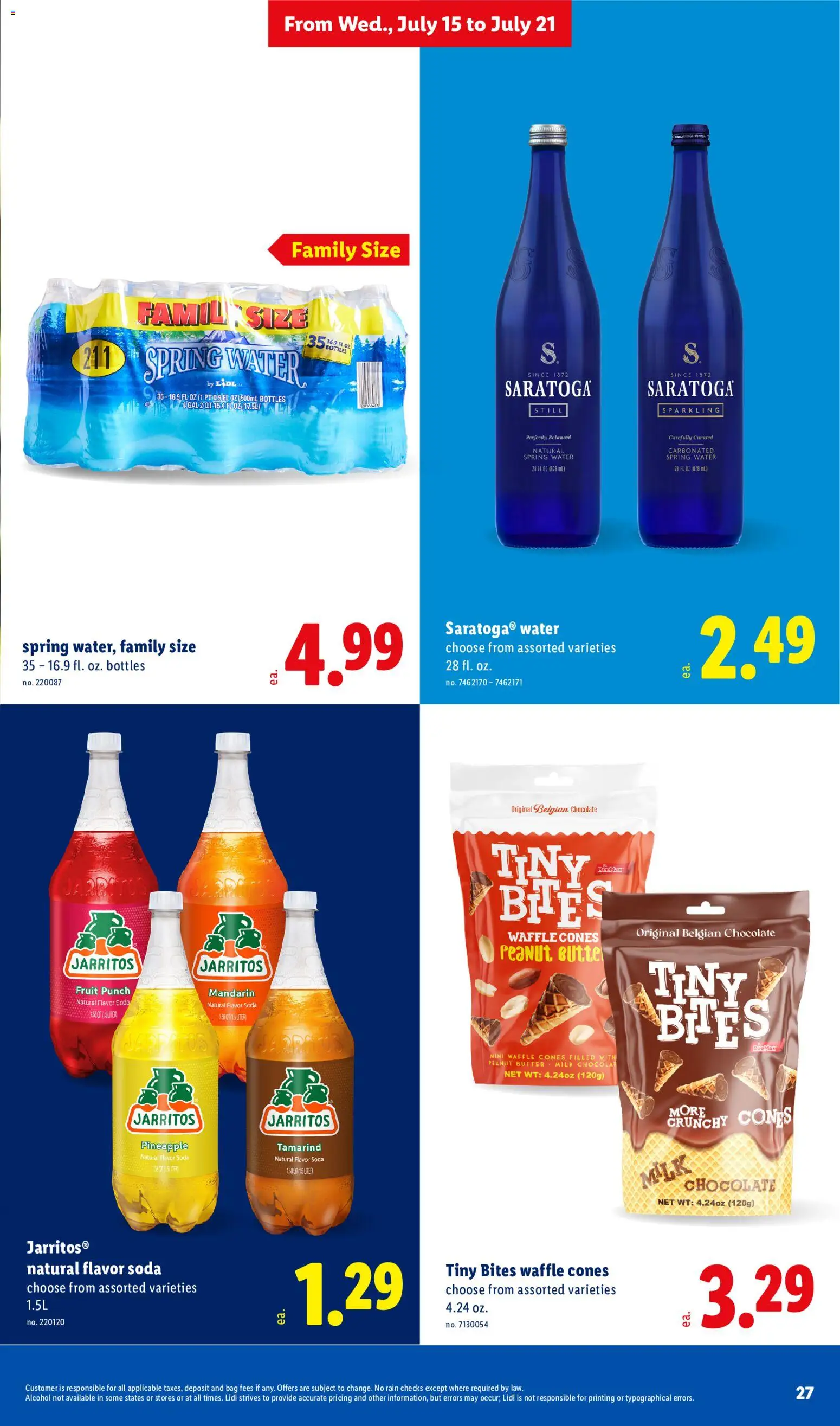 Lidl Weekly Ad - valid from 07/15/2026 | Page: 27 | Products: Milk, Chocolate, Pineapple, Water
