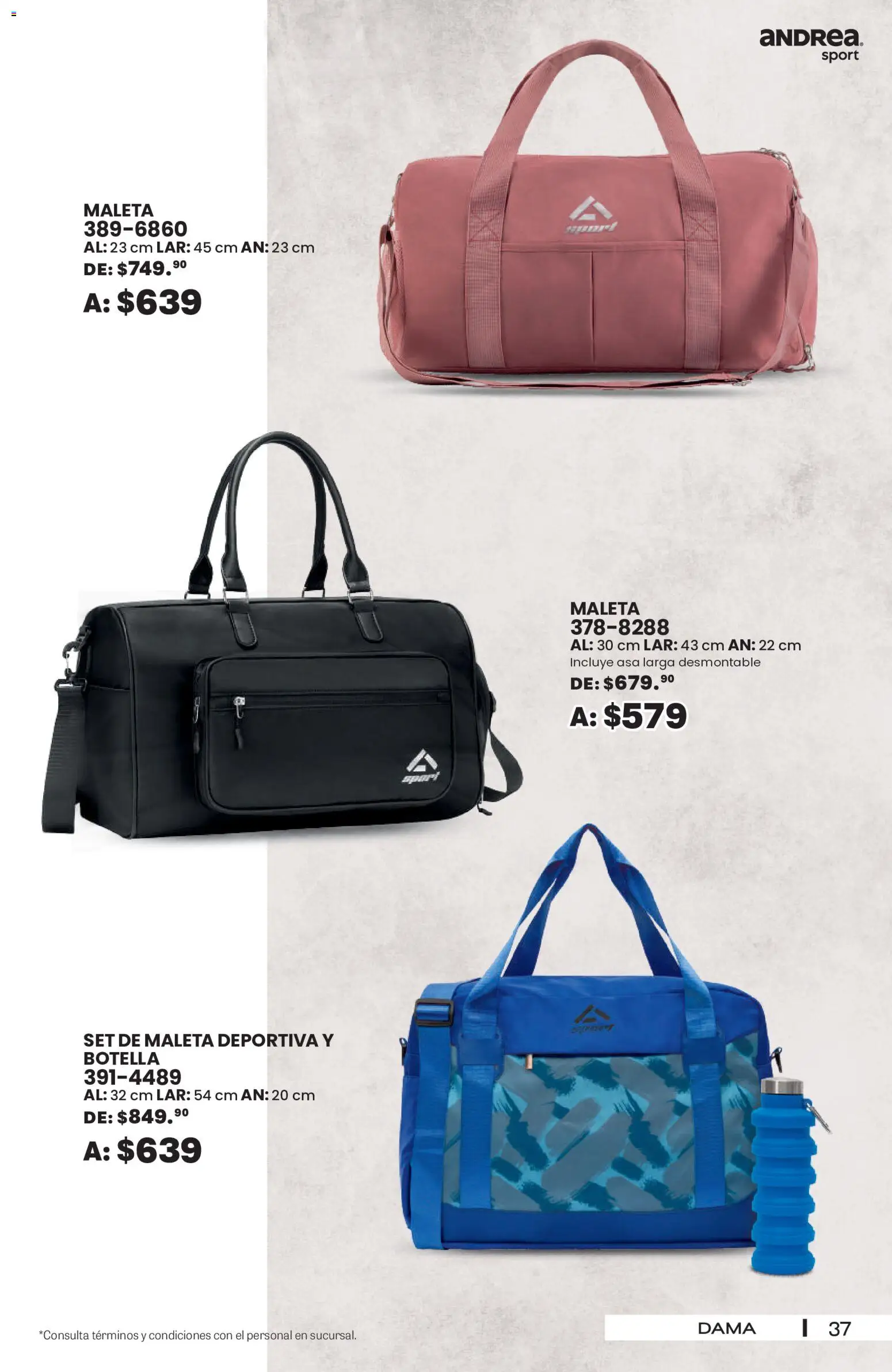 Nuevas ofertas de Andrea válidas en toda la República Mexicana desde el 30/08/2026. ¡Encuentra las mejores ofertas en Andrea - SPORT DAYS! | Página: 37 | Productos: Maleta, Botella