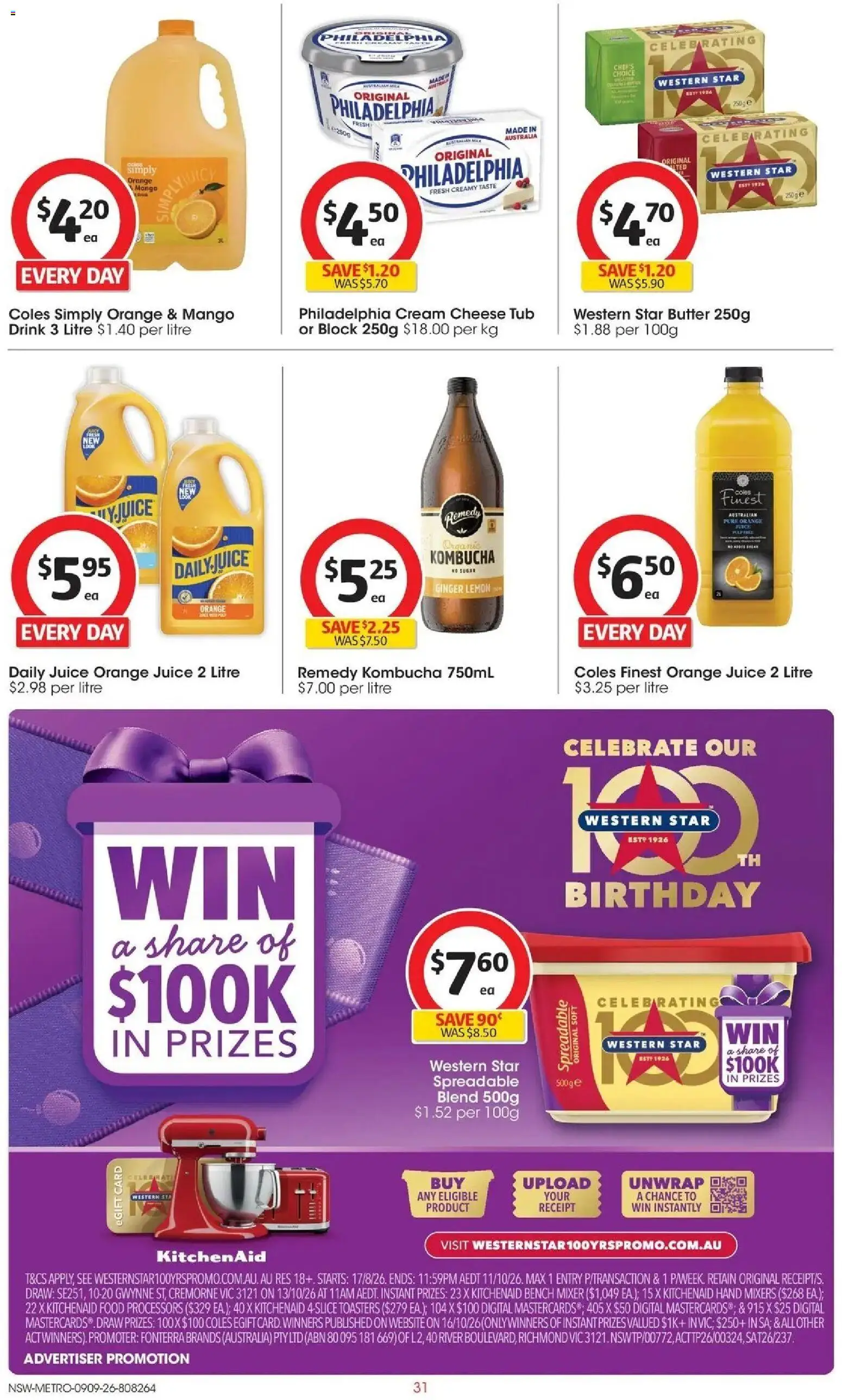 ﻿Coles catalogue valid from 09/09/2026 > Online Australia | Page: 31 | Products: Cheese, Juice, Mixer, Spread