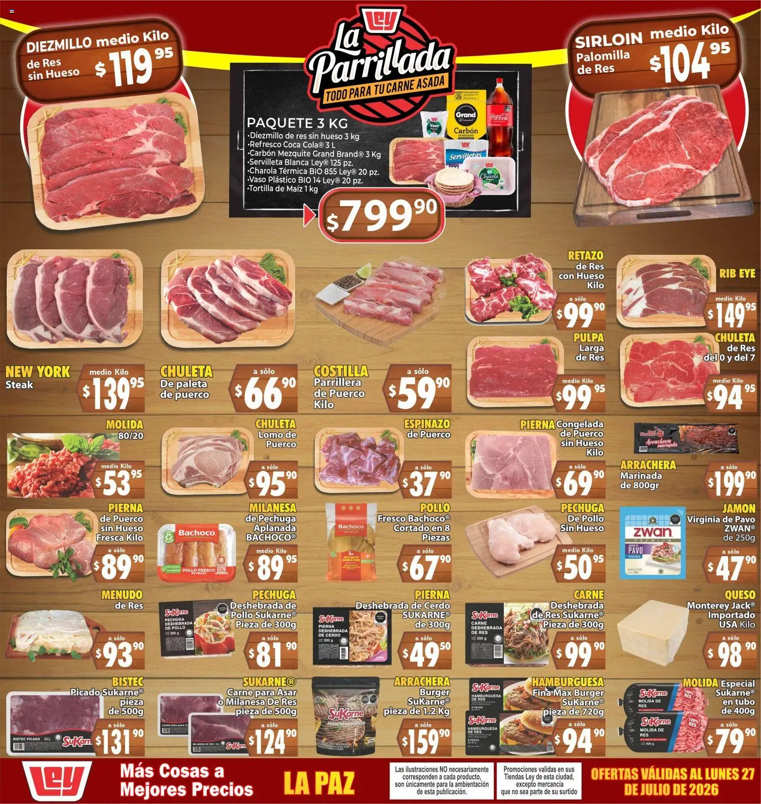 Nuevas ofertas de Casa Ley válidas en toda la República Mexicana desde el 25/07/2026. ¡Encuentra las mejores ofertas en Casa Ley folleto La parrillada! | Página: 1 | Productos: Maíz, Milanesa, Cerdo, Servilletas