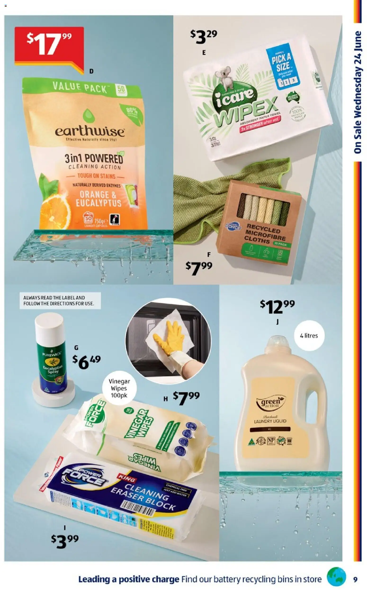 Aldi catalogue - valid from 24.06.2026 | Page: 9 | Products: Battery, Vinegar, Laundry