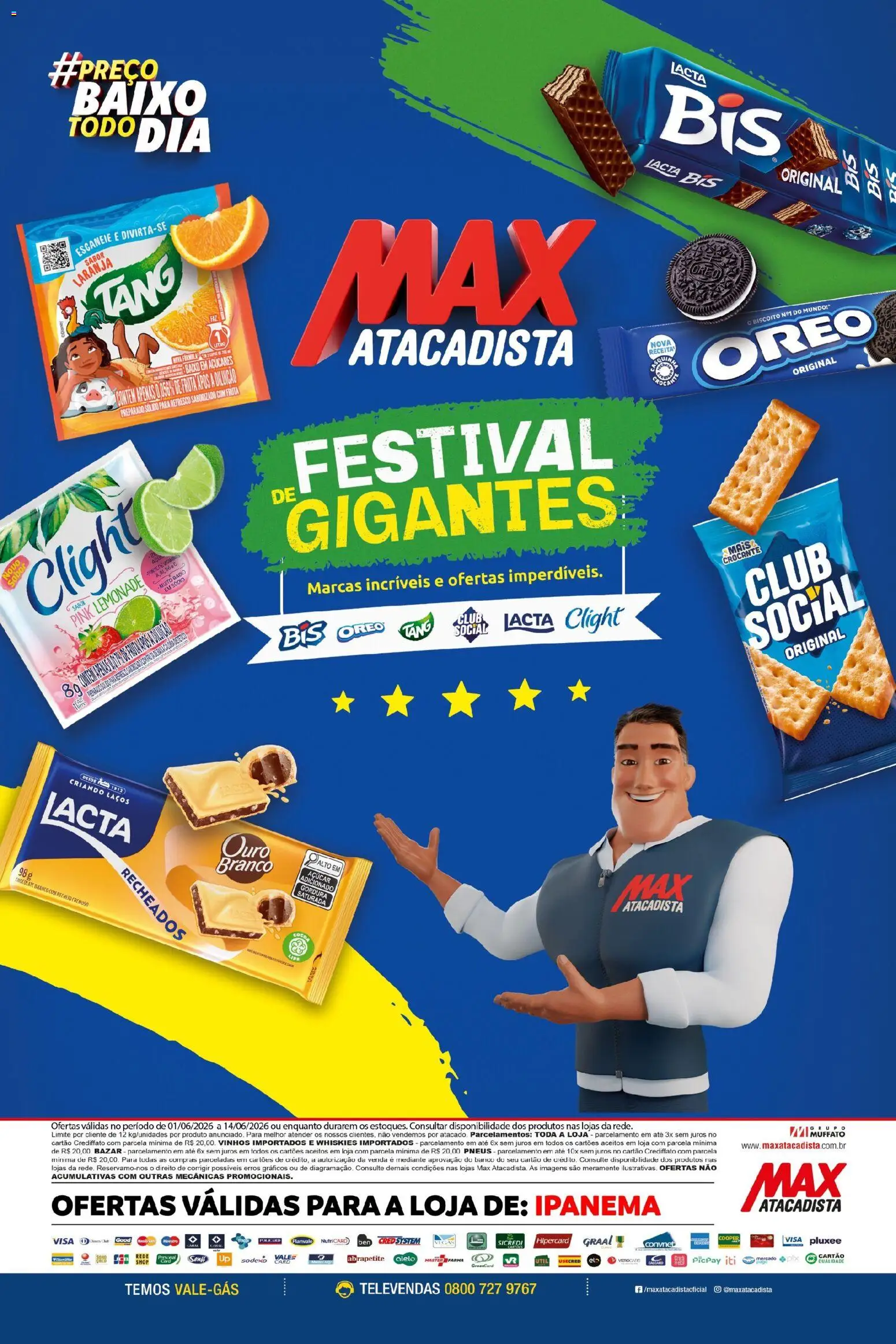 Max Atacadista Folheto - válido de 01.06.2026 | Página: 2 | Produtos: Biscoito, Chocolate, Pneus, Baixo