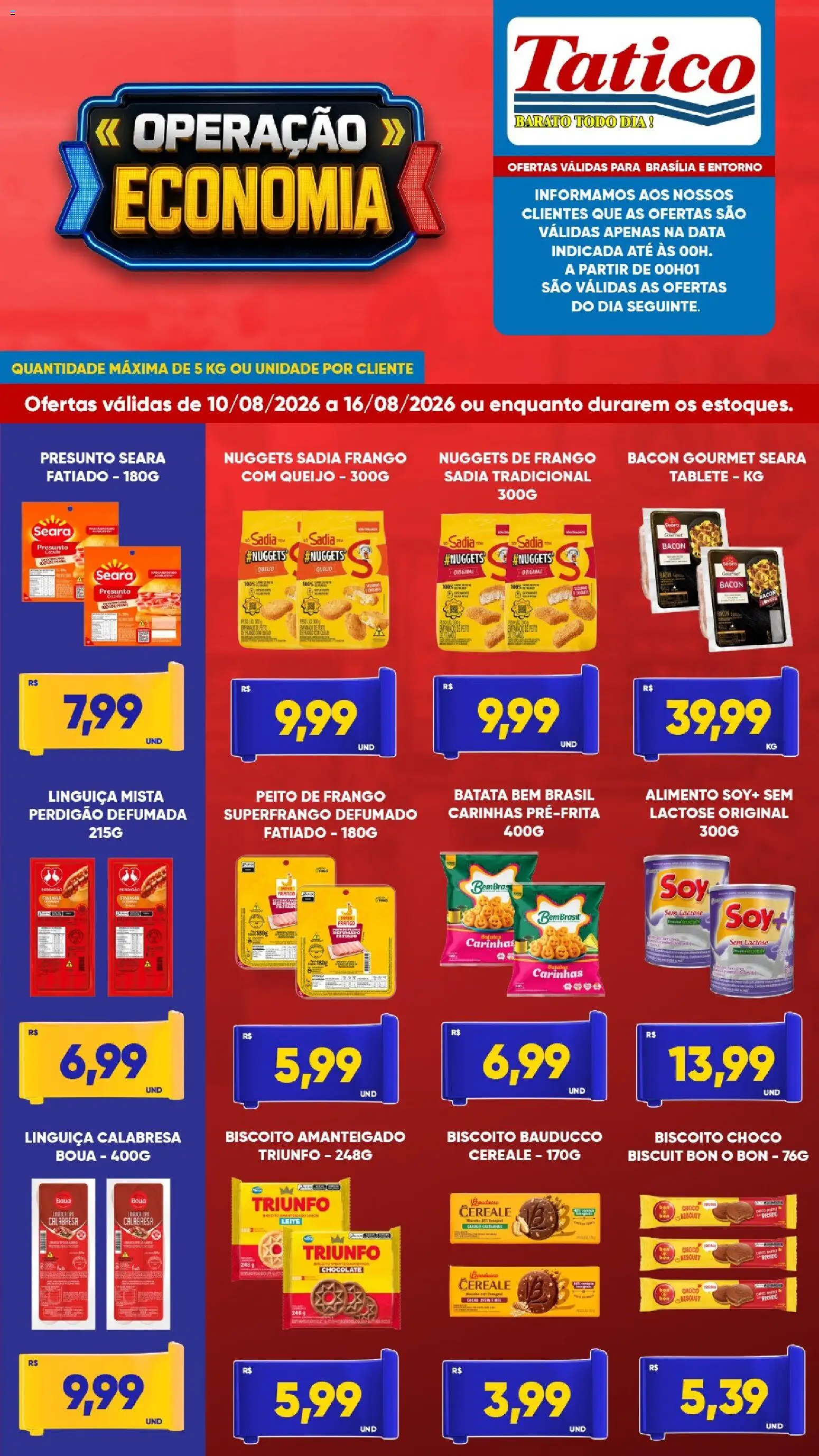 Tatico Folheto - válido de 10/08/2026 | Página: 2 | Produtos: Linguiça, Queijo, Batata, Peito de frango