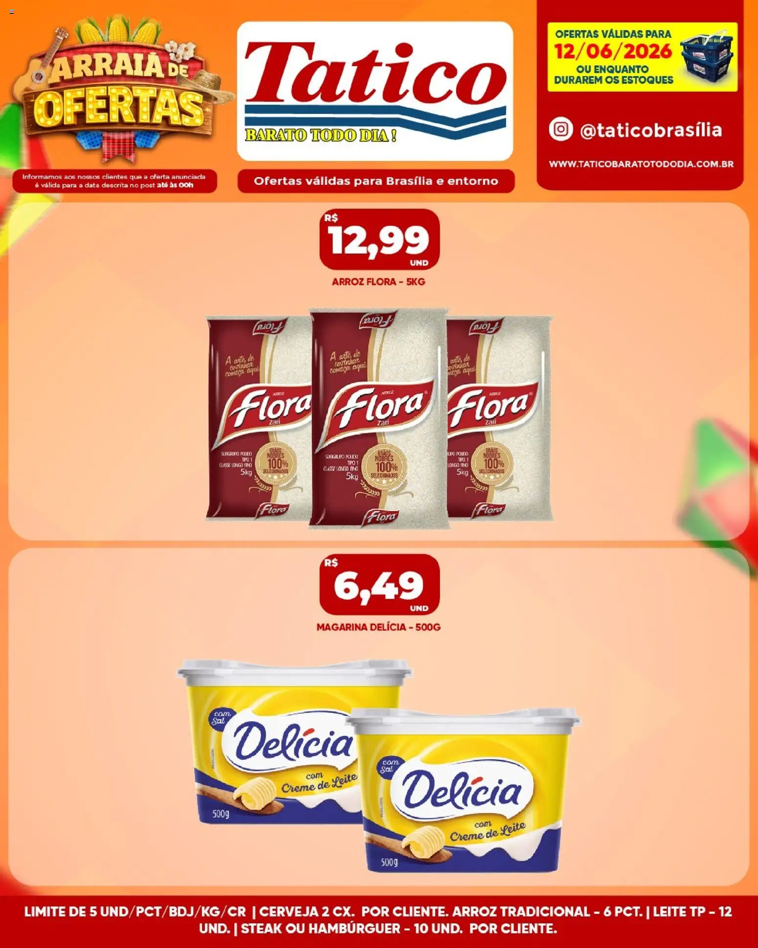 Tatico Folheto - válido de 12.06.2026 | Página: 10 | Produtos: Leite, Creme, Hambúrguer, Creme de leite