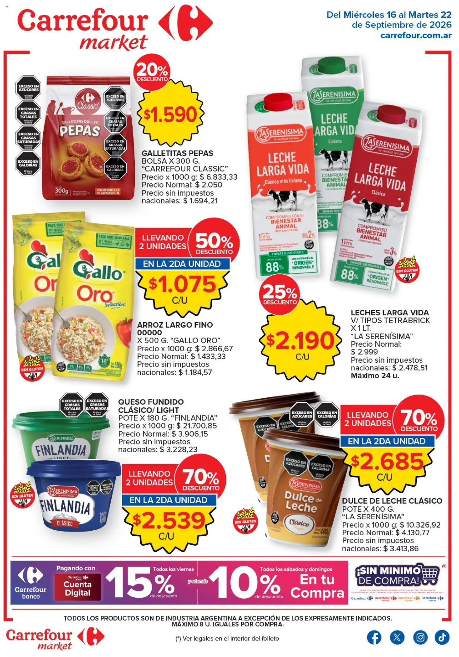 Carrefour Market - Market Paraná Concordia │ válido desde el 16/09/2026 | Página: 1 | Productos: Bolsa, Galletitas, Dulces, Arroz