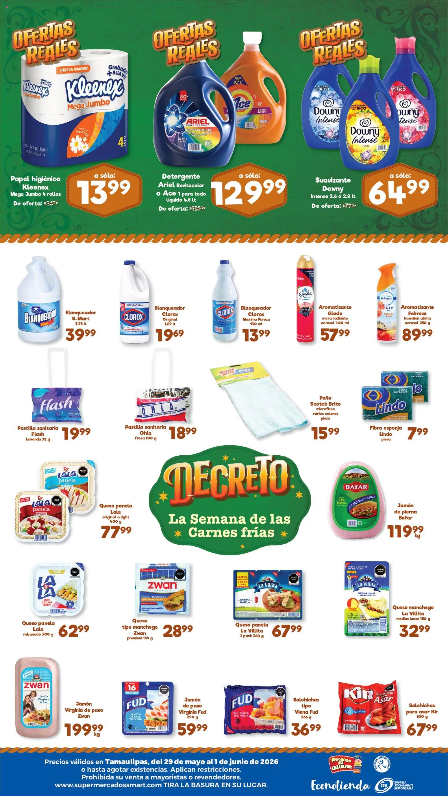 Nuevas ofertas de S-Mart válidas en toda la República Mexicana desde el 29.05.2026. ¡Encuentra las mejores ofertas en S-Mart folleto Ofertas de feria Matamoros! | Página: 2 | Productos: Fresa, Jamón, Suavizante, Radiante