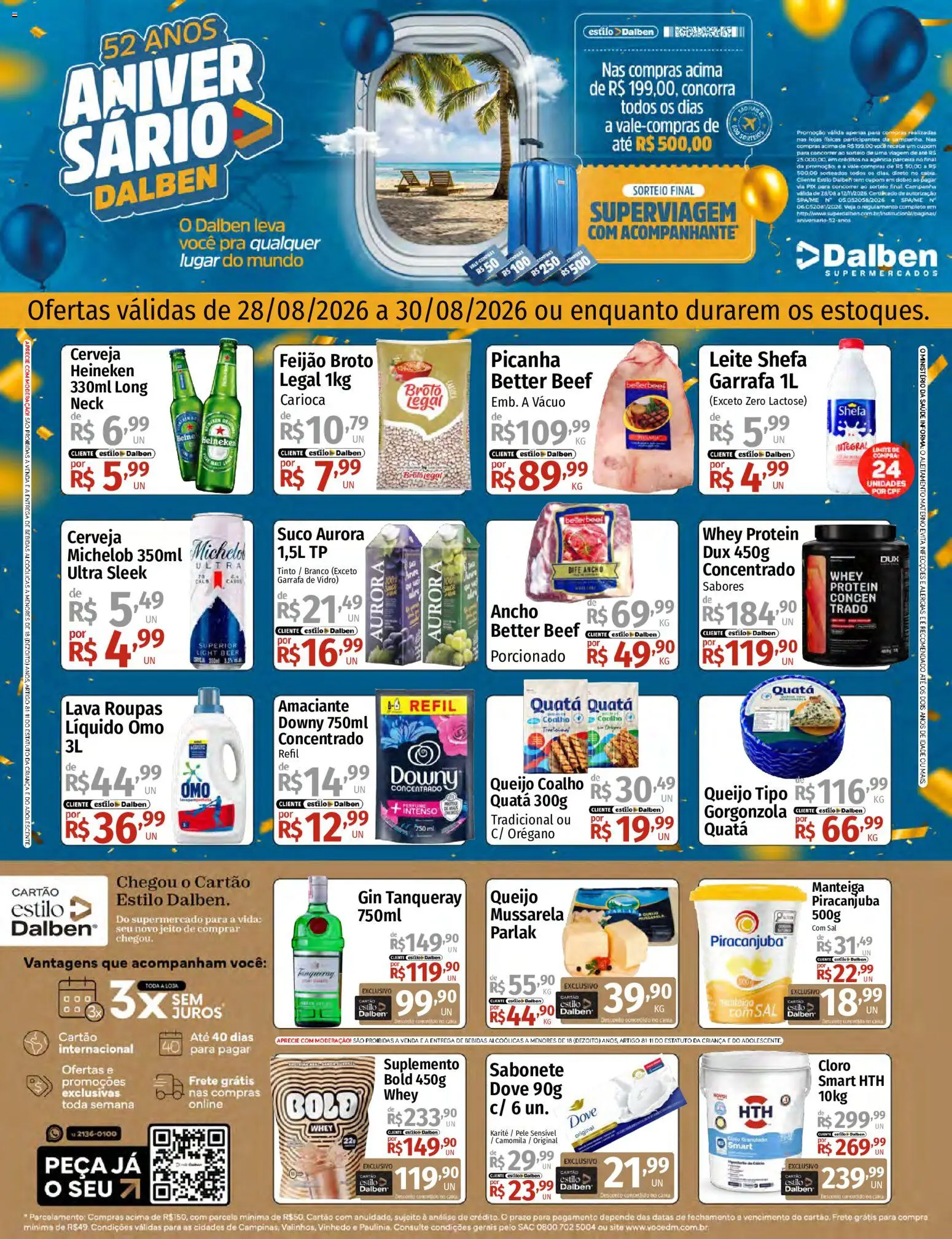 Supermercado Dalben Folheto - válido de 28/08/2026 | Página: 1 | Produtos: Perfume, Manteiga, Heineken, Whey protein