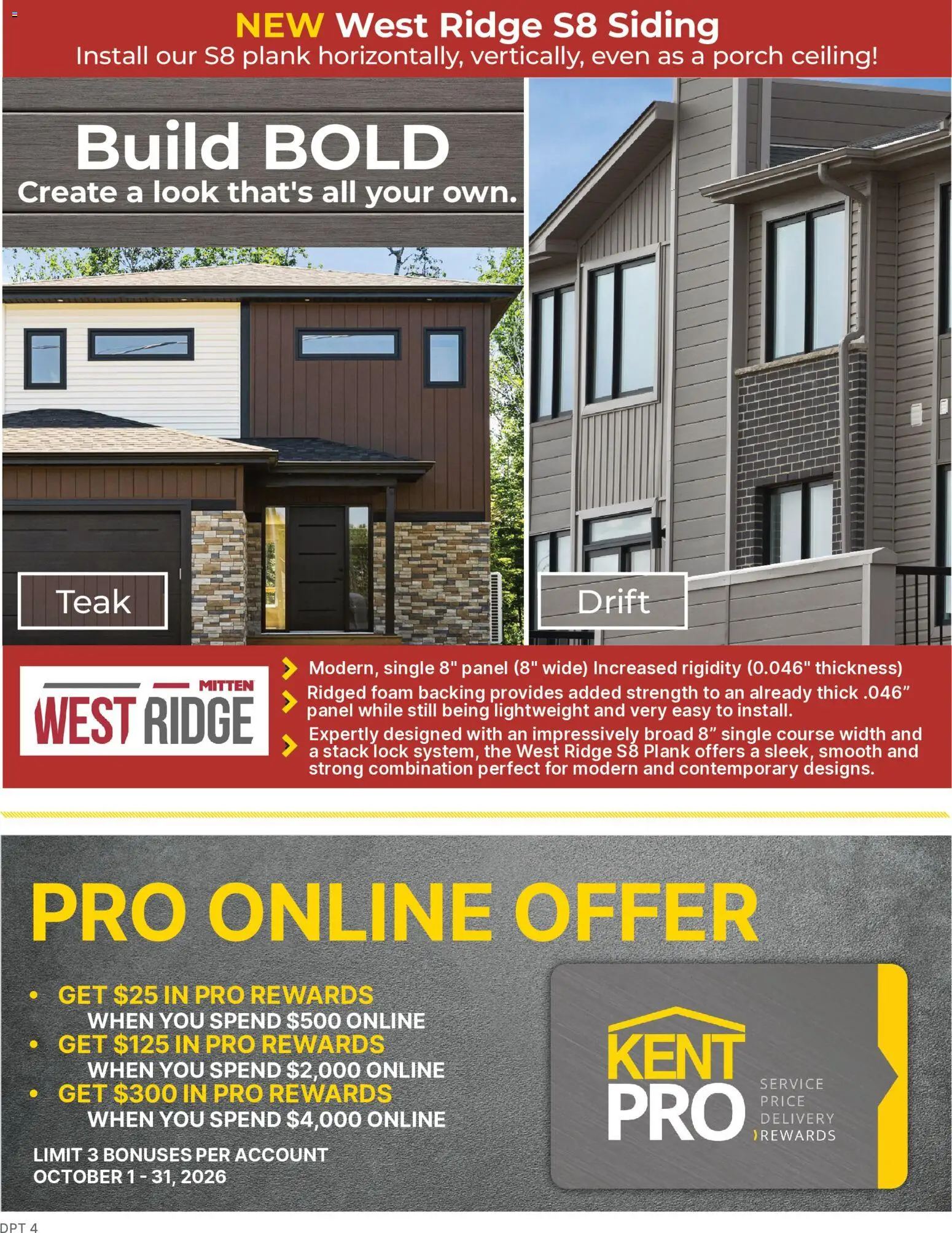 Kent flyer valid from Oct 1, 2026 | Page: 4 | Products: Foam, Ridge