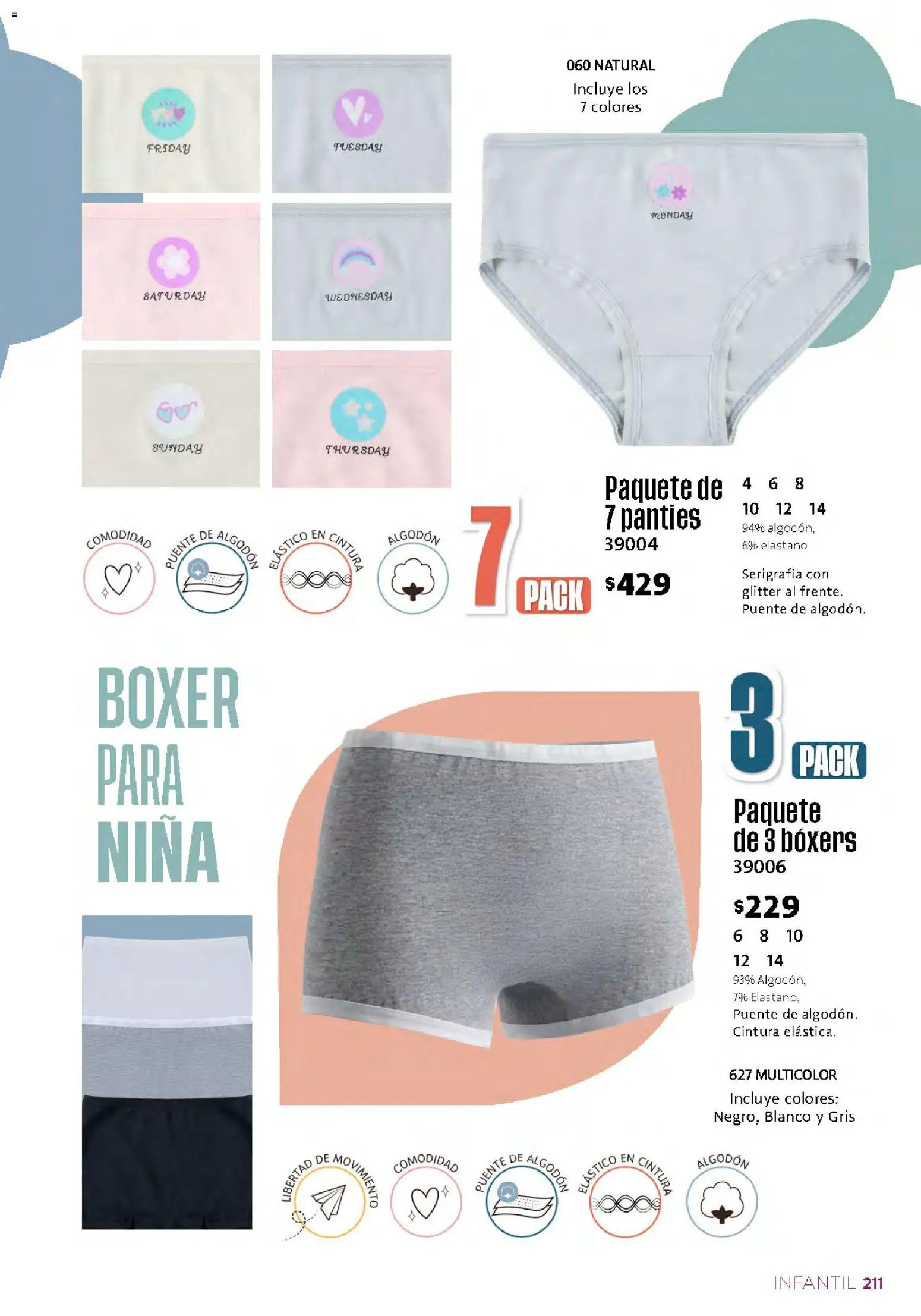 Nuevas ofertas de Ilusión válidas en toda la República Mexicana desde el 01/09/2026. ¡Encuentra las mejores ofertas en Ilusión catálogo Otoño! | Página: 213 | Productos: Boxers, Glitter, Algodón