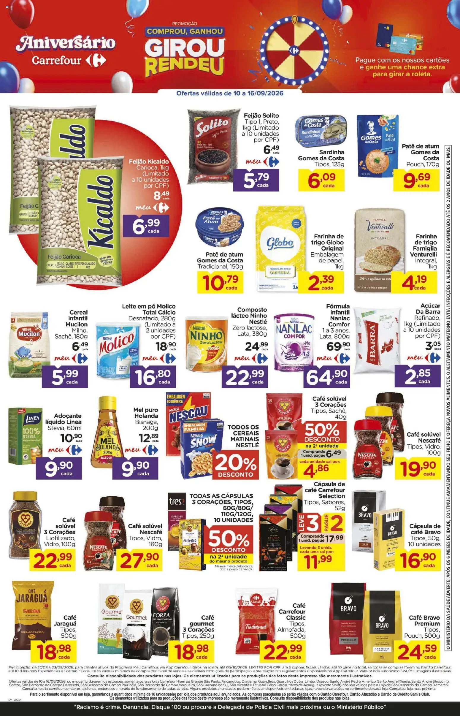 Carrefour Folheto - válido de 10/09/2026 | Página: 4 | Produtos: Farinha, Cápsula de café, Adoçante, Leite