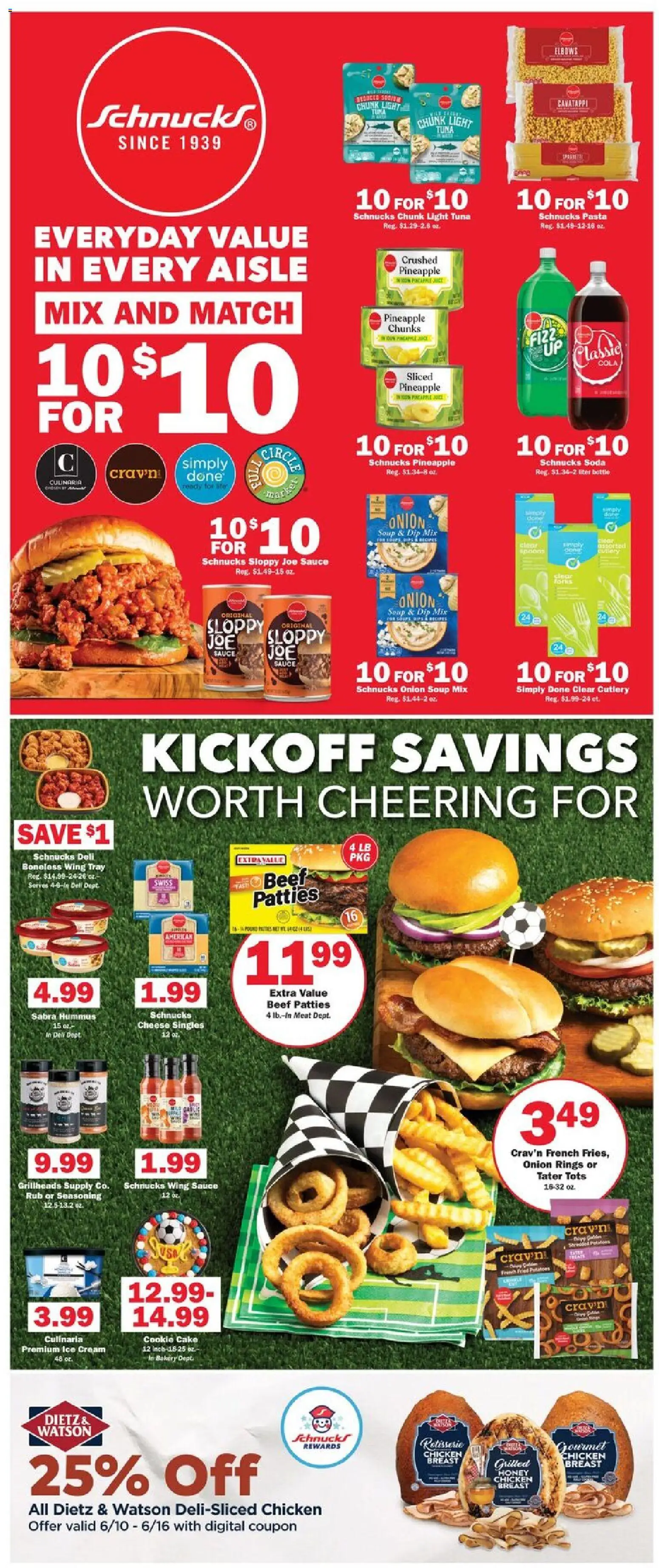 Schnucks Weekly Ad - valid from 10.06.2026 | Page: 2 | Products: Beef, Potatoes, Sauce, Onion