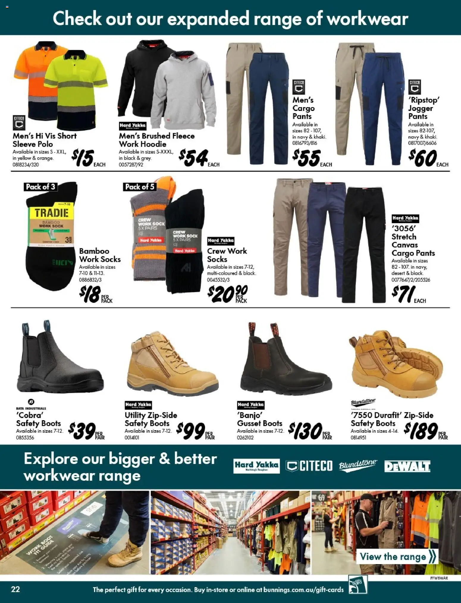 Bunnings Warehouse catalogue - valid from 20.05.2026 | Page: 22 | Products: Cargo pants, Hoodie, Socks, Boots