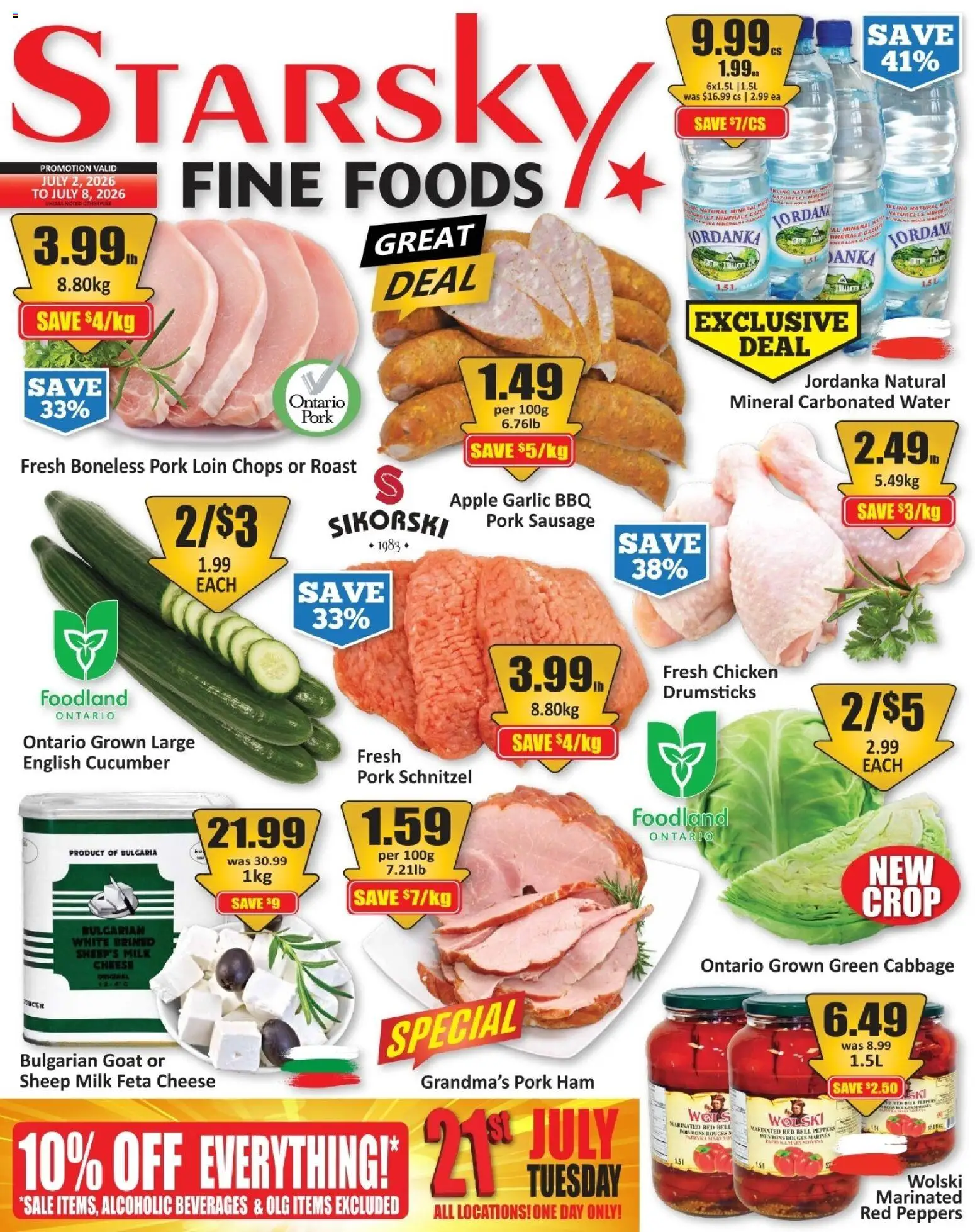 Starsky flyer valid from Jul 2, 2026 | Page: 1 | Products: Cheese, Ham, Chicken, Pork