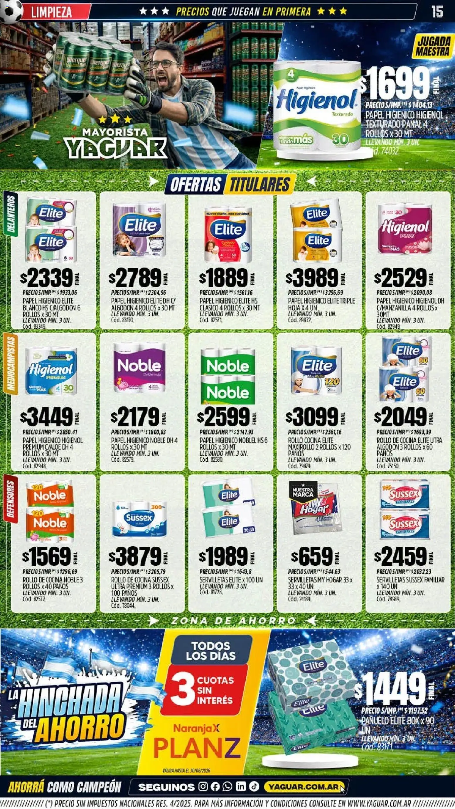 Yaguar catálogo │ válido desde el 08.06.2026 | Página: 15 | Productos: Papel higiénico, Pañuelo, Servilletas, Huevo
