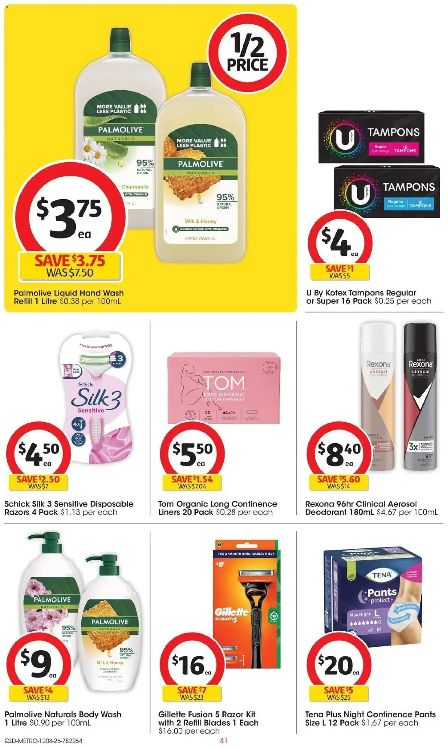 ﻿Coles catalogue valid from 12/08/2026 > Online Australia | Page: 41 | Products: Milk, Honey, Razor, Tampons