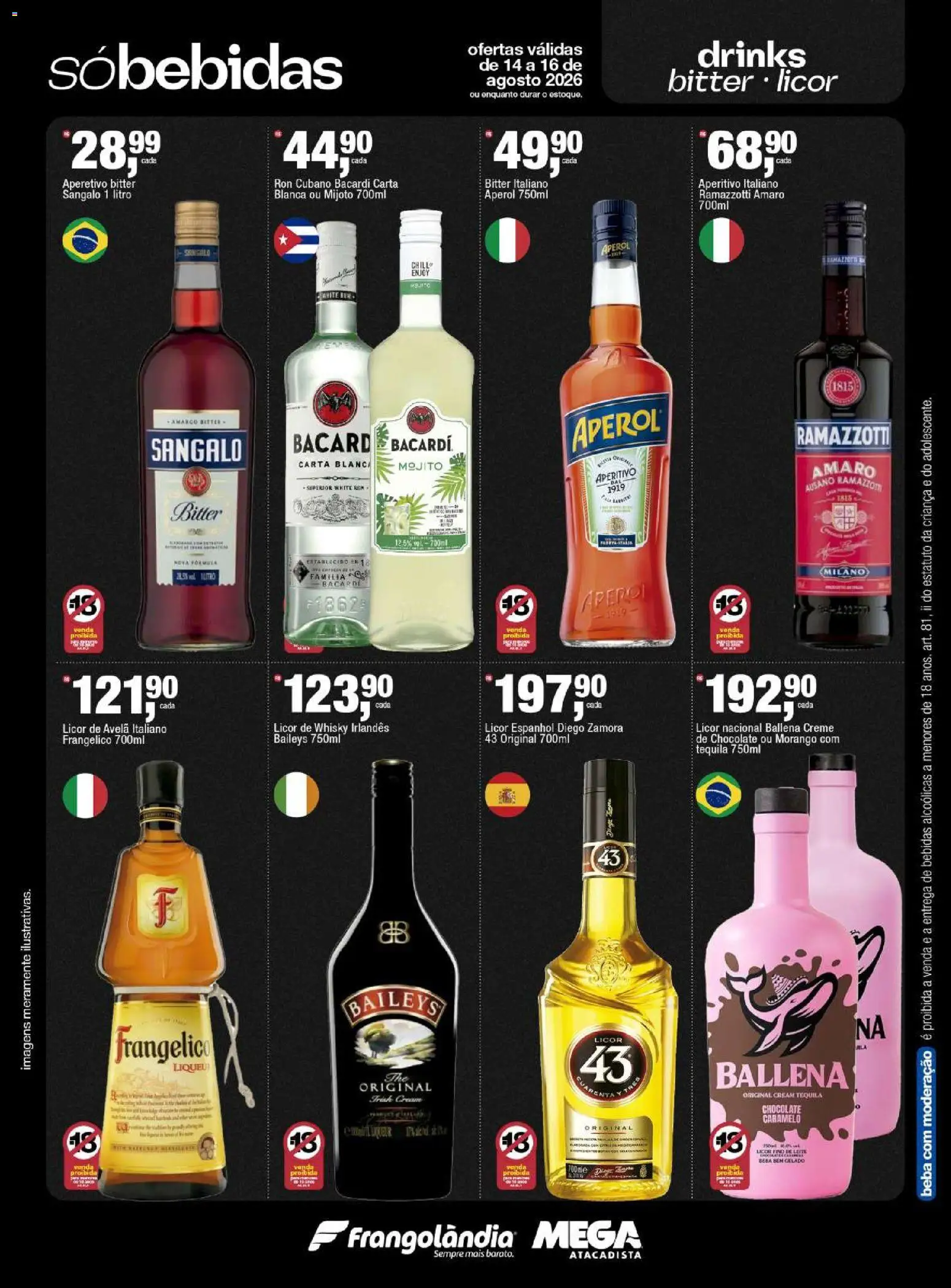 Frangolândia Folheto - válido de 14/08/2026 | Página: 5 | Produtos: Tequila, Leite, Whisky irlandês, Avelã