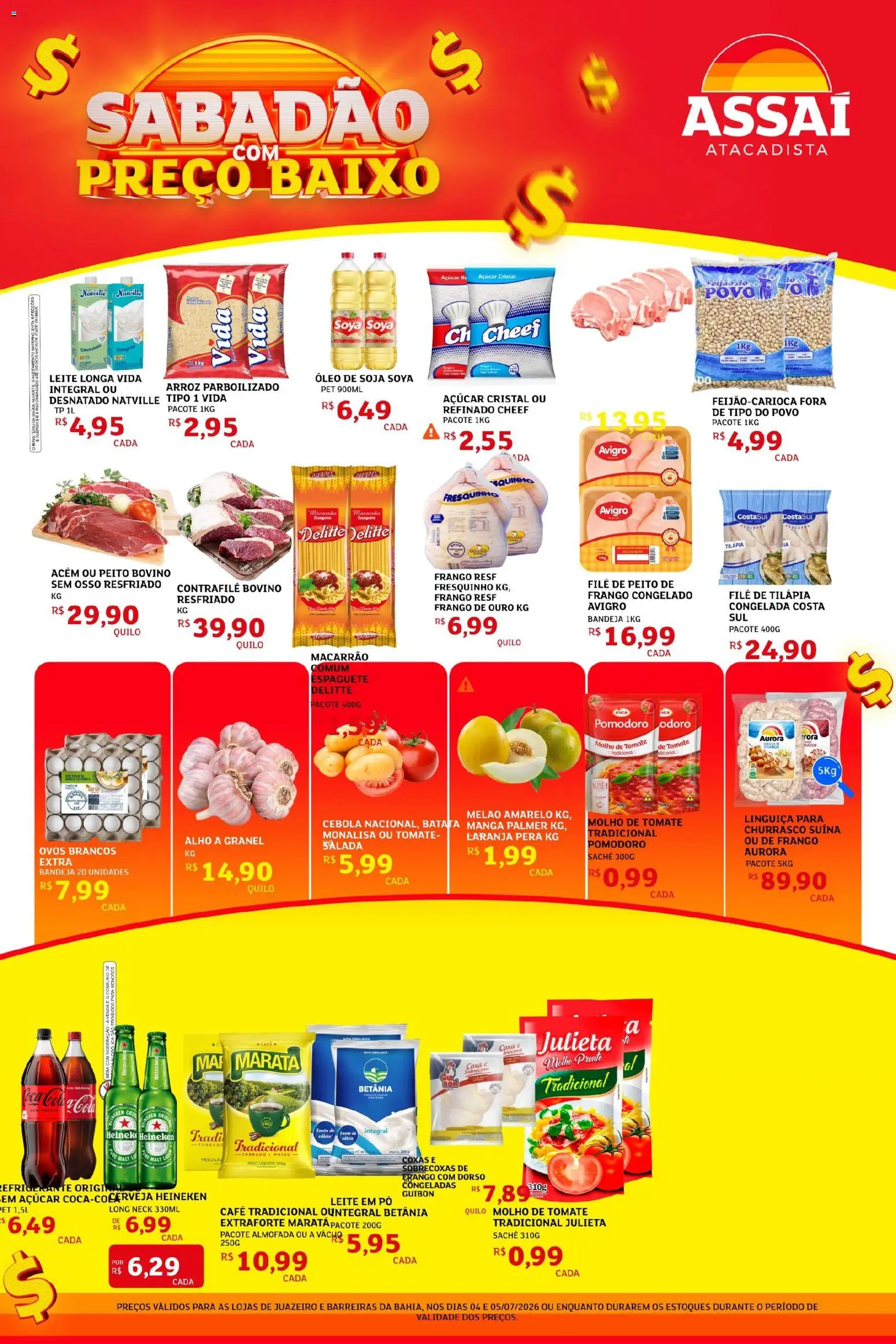 Assaí Atacadista Folheto - válido de 04/07/2026 | Página: 1 | Produtos: Melão, Salada, Refrigerante, Batata