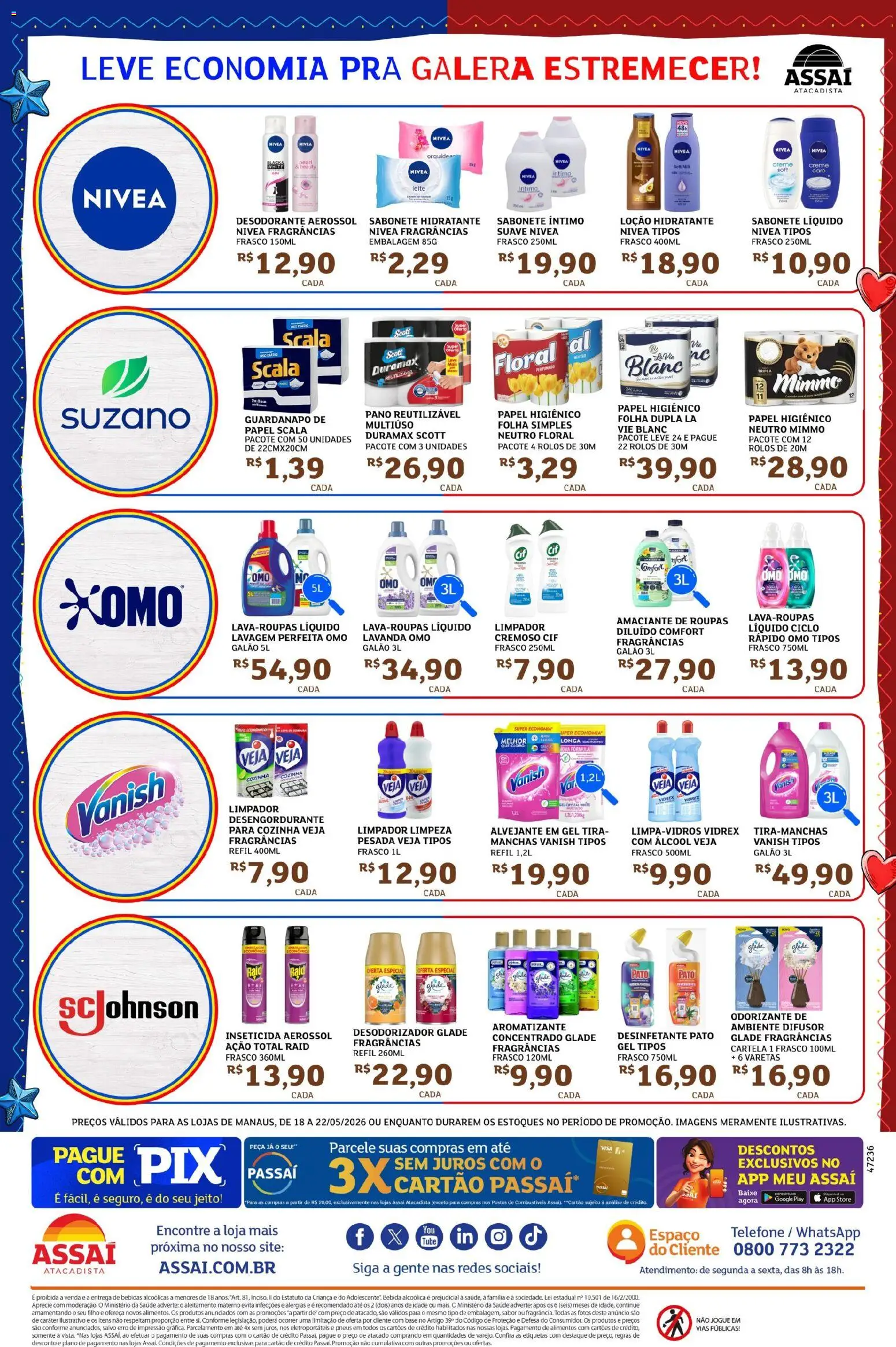 Assaí Atacadista Folheto - válido de 18.05.2026 | Página: 4 | Produtos: Desengordurante, Base, Roupas, Vanish