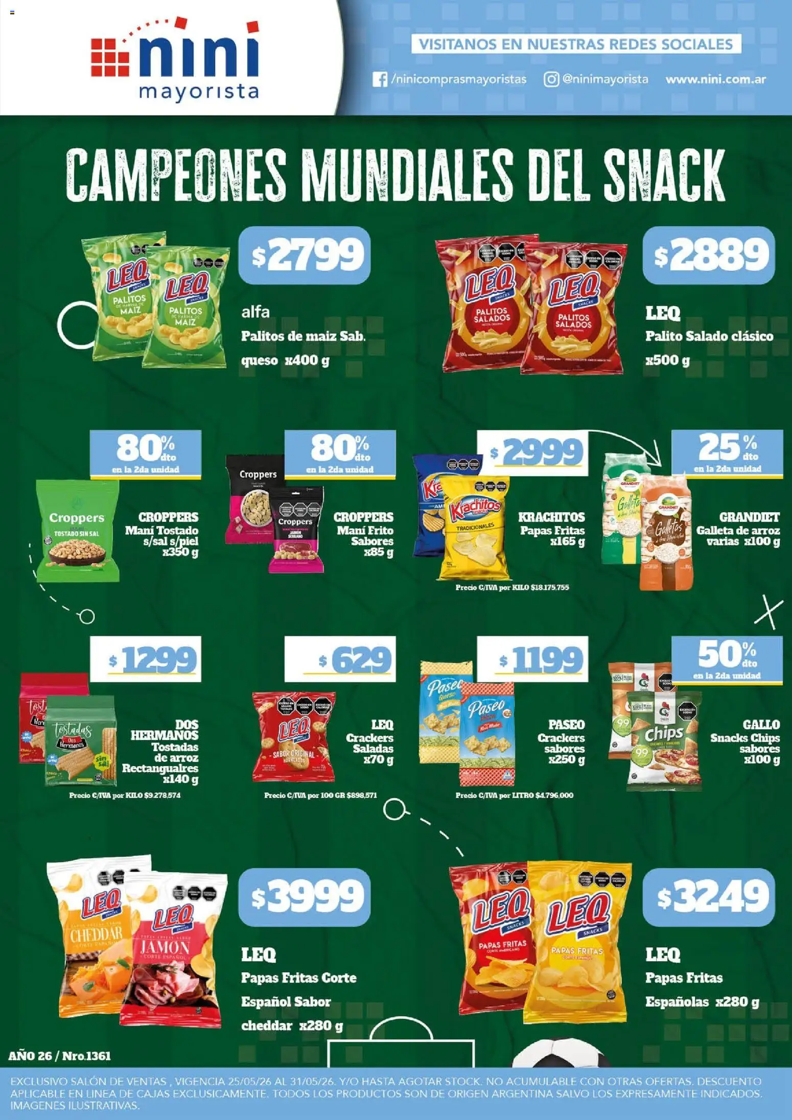 NINI Mayorista ofertas │ válido desde el 25.05.2026 | Página: 20 | Productos: Sal, Mani, Jamón, Papas fritas