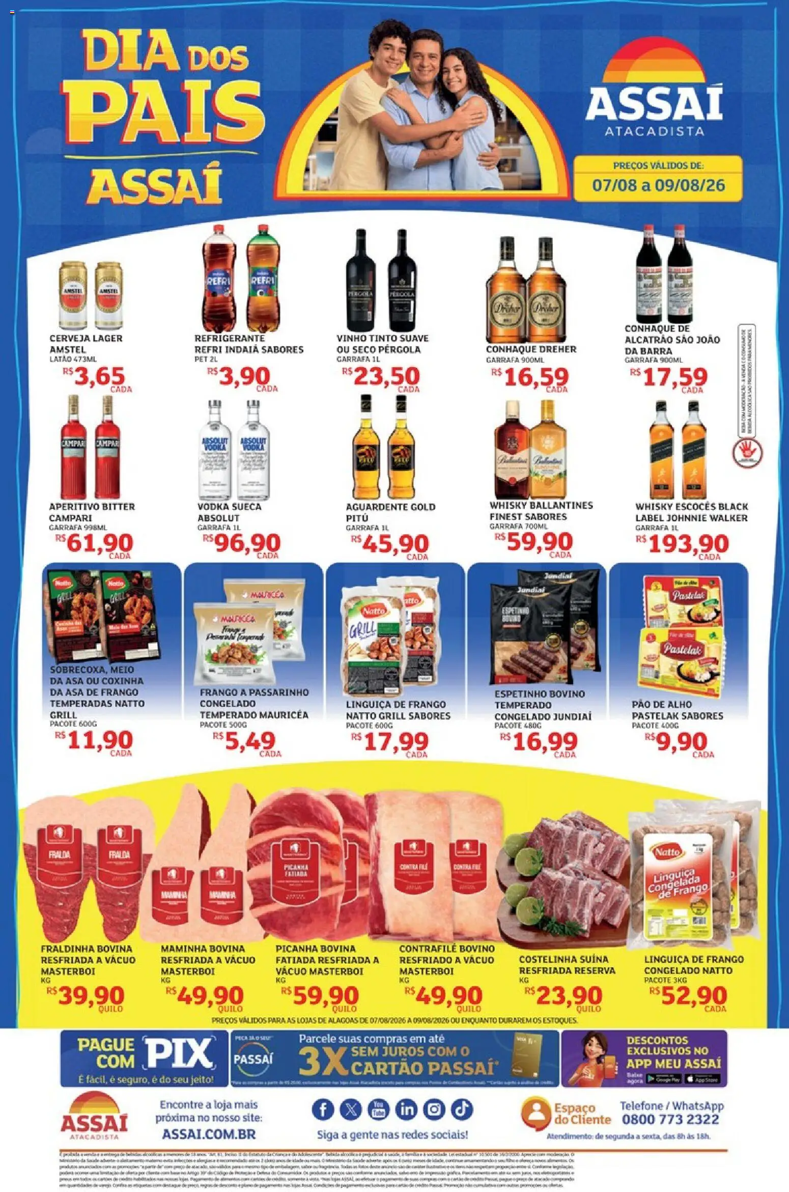 Assaí Atacadista Folheto - válido de 07/08/2026 | Página: 1 | Produtos: Grill, Alho, Fraldinha, Picanha