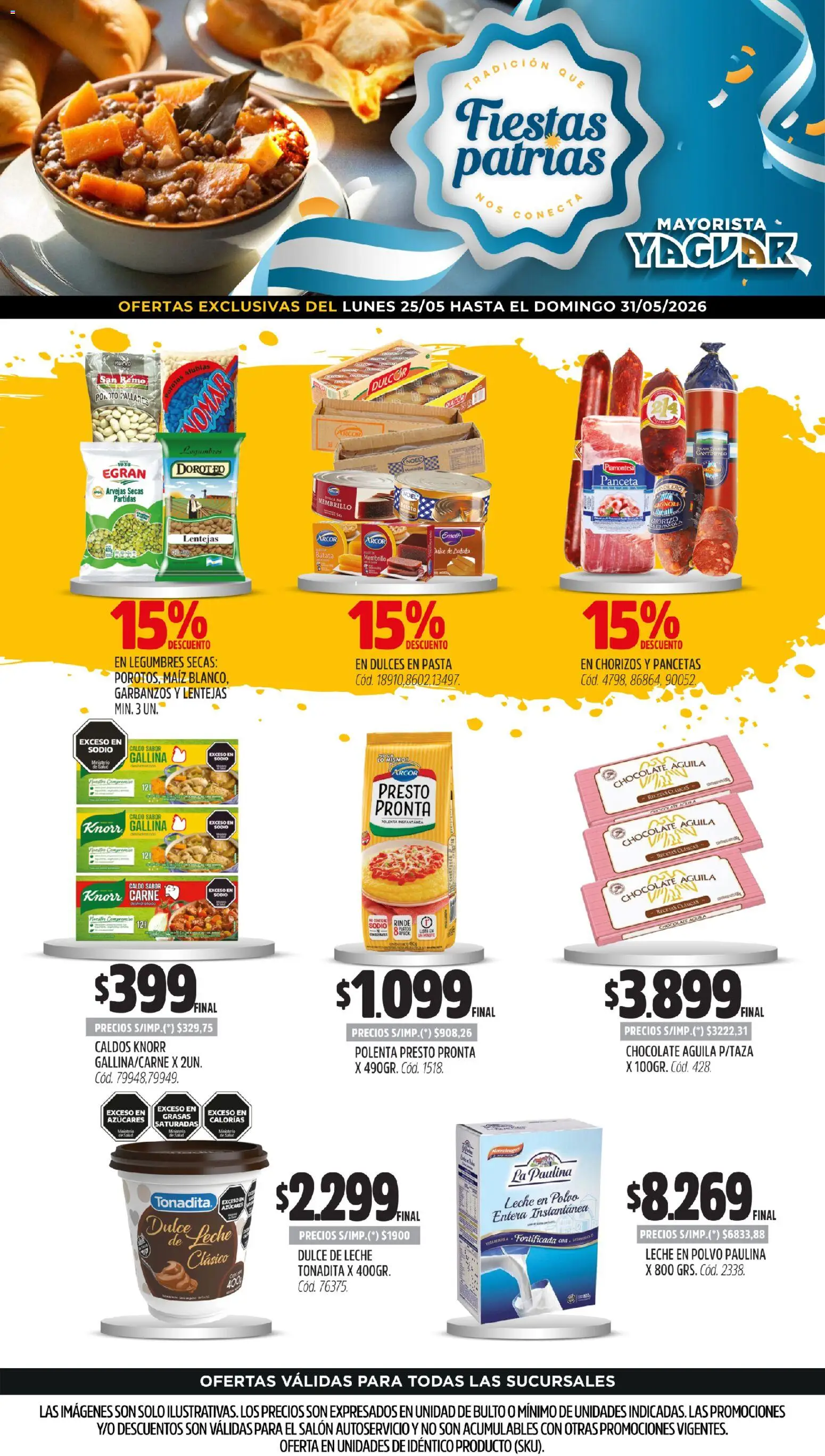 Yaguar - Sabores de la Patria Parque Chacabuco │ válido desde el 25.05.2026 | Página: 1 | Productos: Lentejas, Maiz, Leche, Pasta