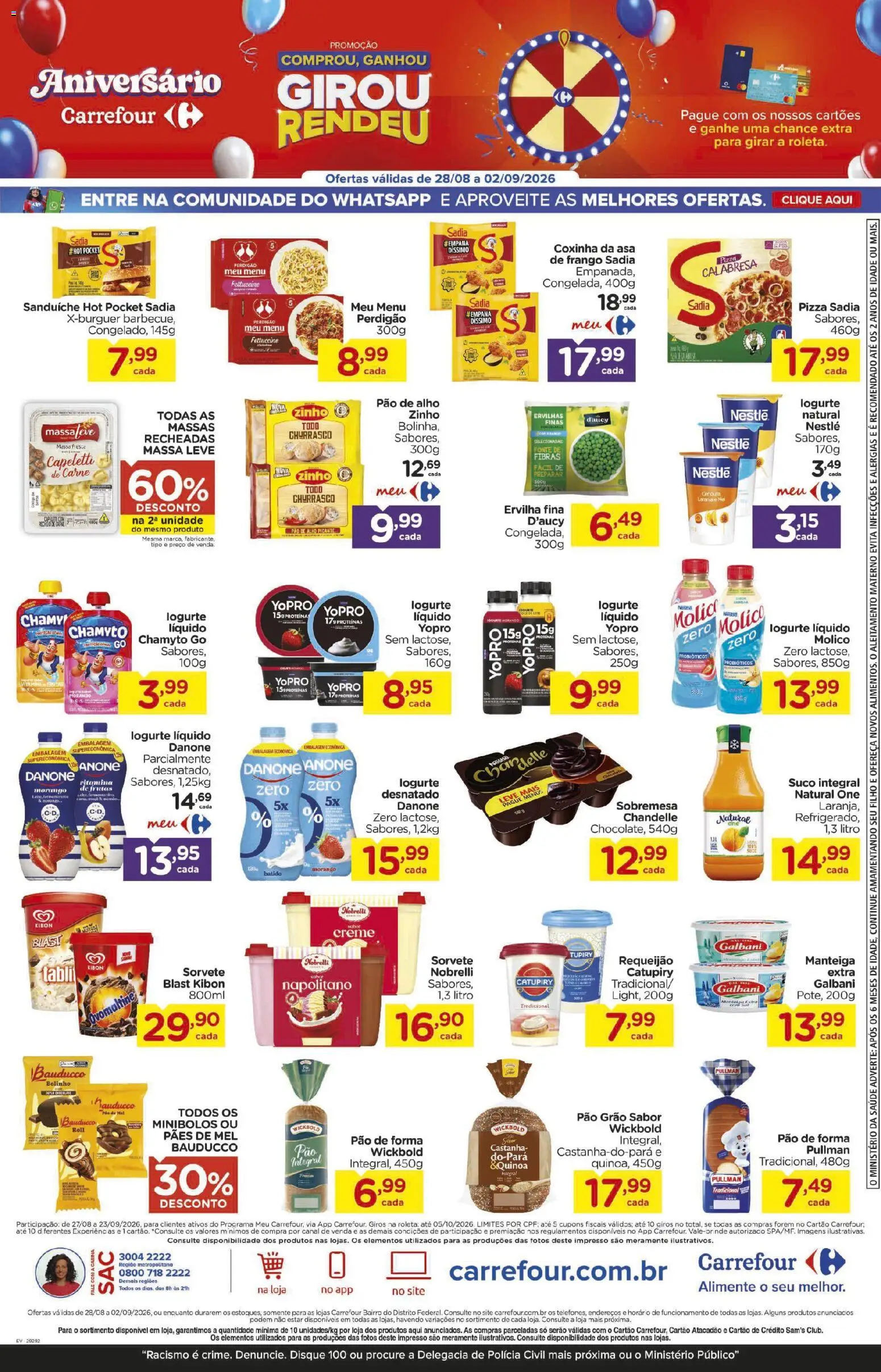 Carrefour Bairro Folheto - válido de 28/08/2026 | Página: 4 | Produtos: Ervilha, Sanduíche, Creme, Requeijão