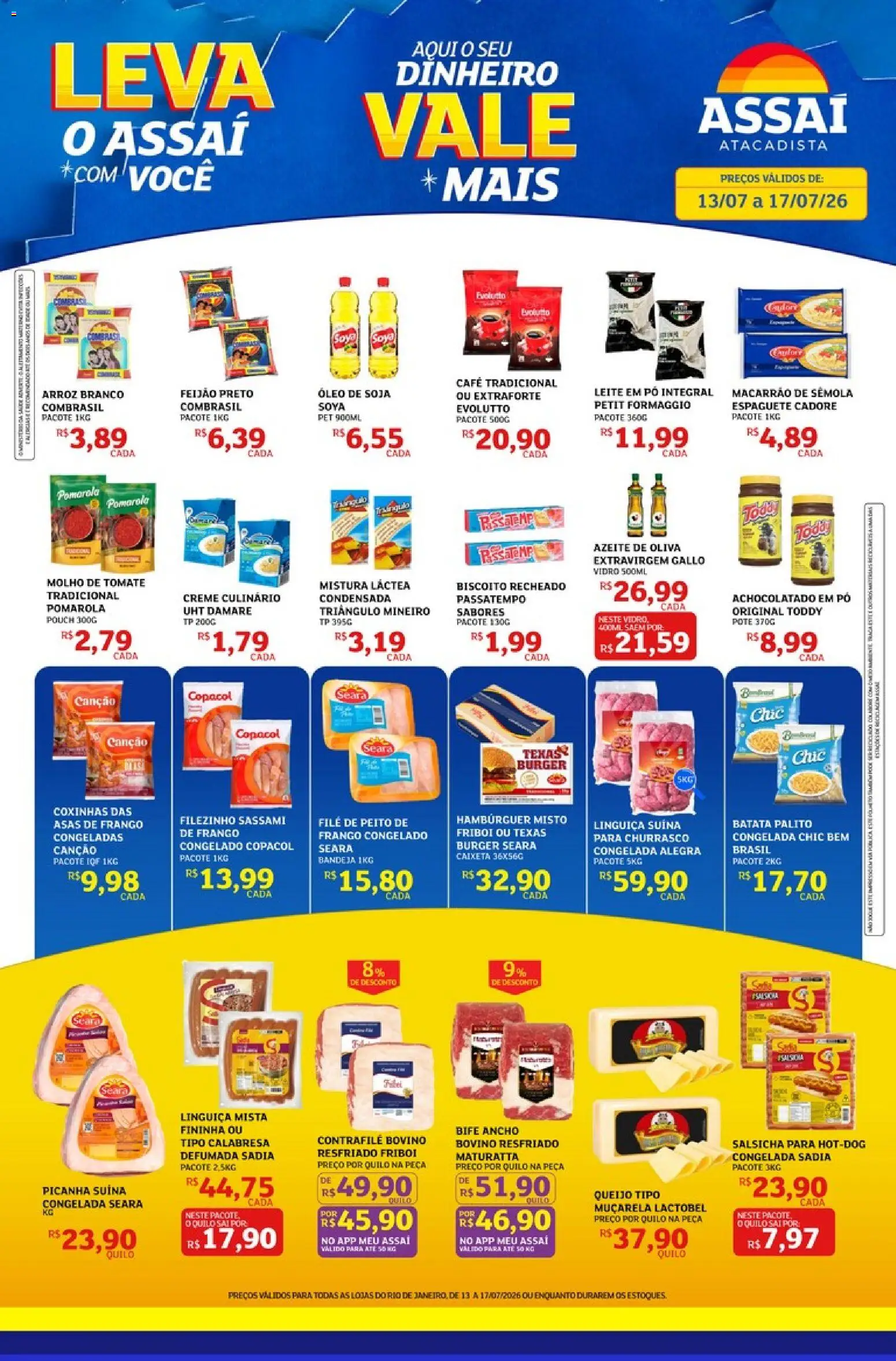 Assaí Atacadista Folheto - válido de 13/07/2026 | Página: 1 | Produtos: Café, Muçarela, Creme, Soja