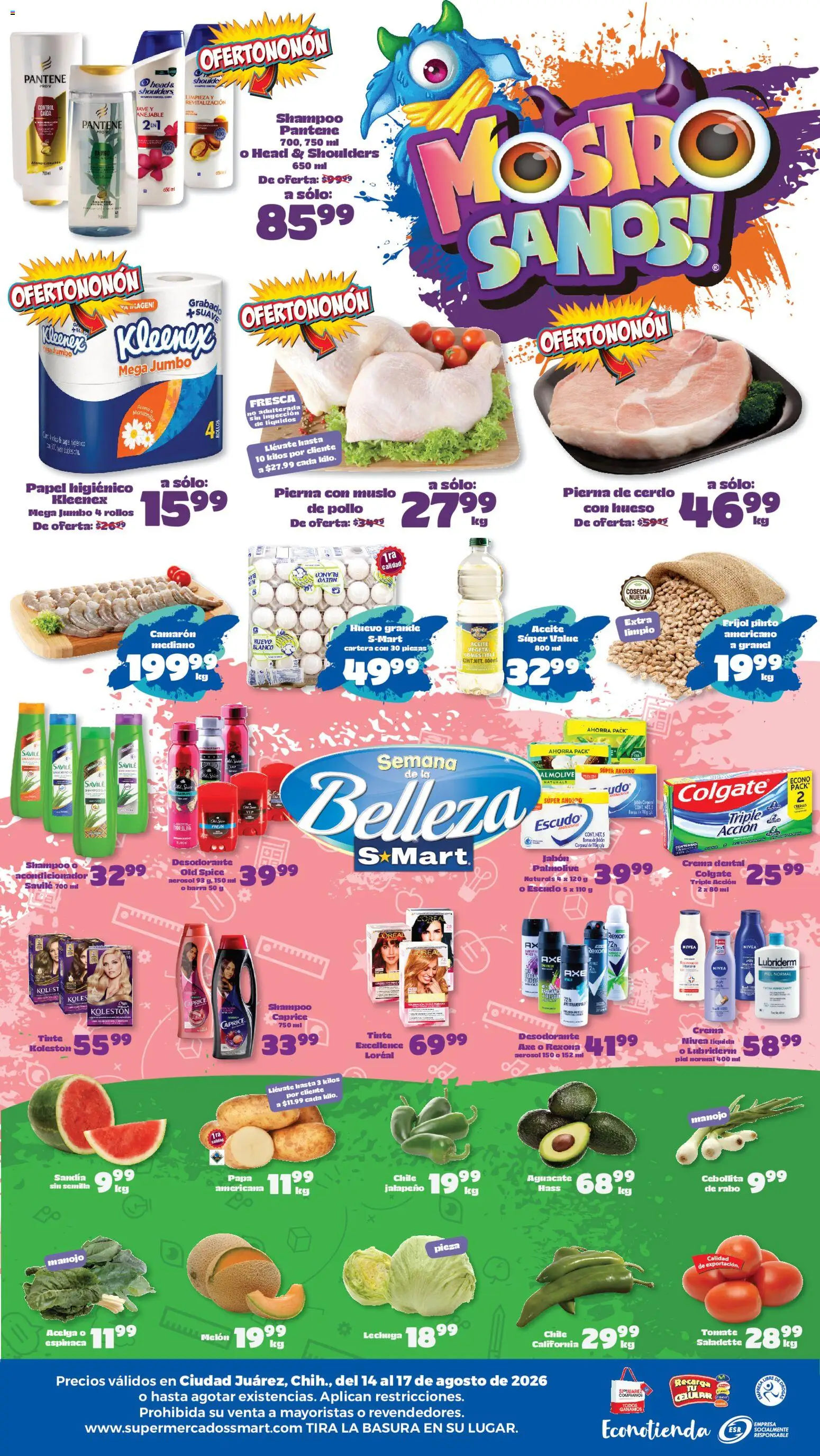 Nuevas ofertas de S-Mart válidas en toda la República Mexicana desde el 14/08/2026. ¡Encuentra las mejores ofertas en S-Mart folleto Juárez! | Página: 2 | Productos: Coco, Acelga, Chile, Shampoo