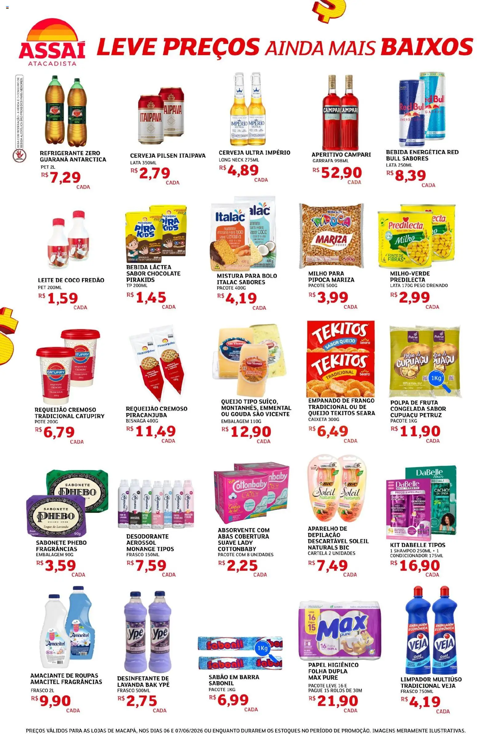 Assaí Atacadista Folheto - válido de 06.06.2026 | Página: 2 | Produtos: Sabão em barra, Limpador multiuso, Desinfetante, Leite de coco