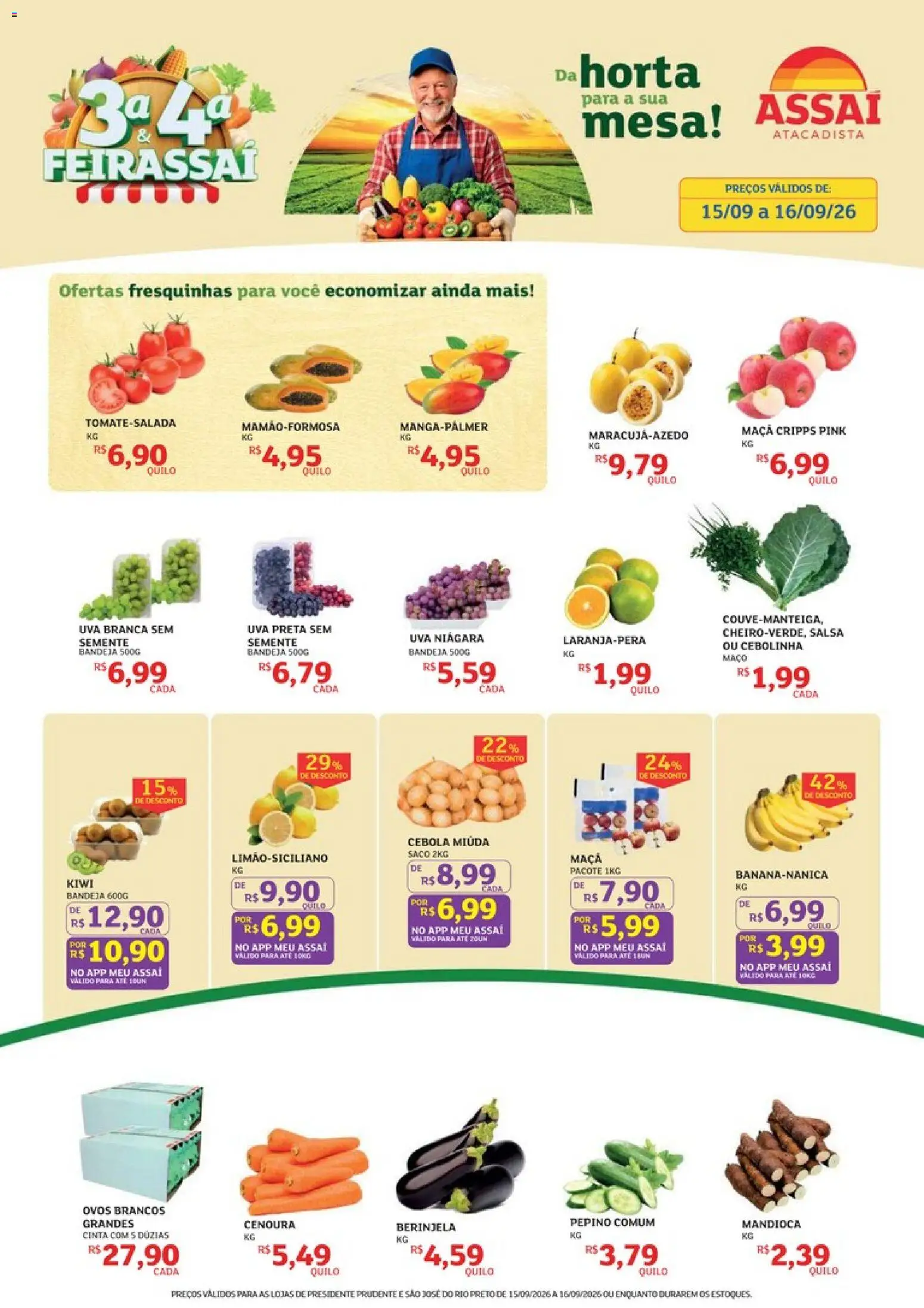 Assaí Atacadista Folheto - válido de 15/09/2026 | Página: 1 | Produtos: Cebola, Mesa, Ovos, Bandeja
