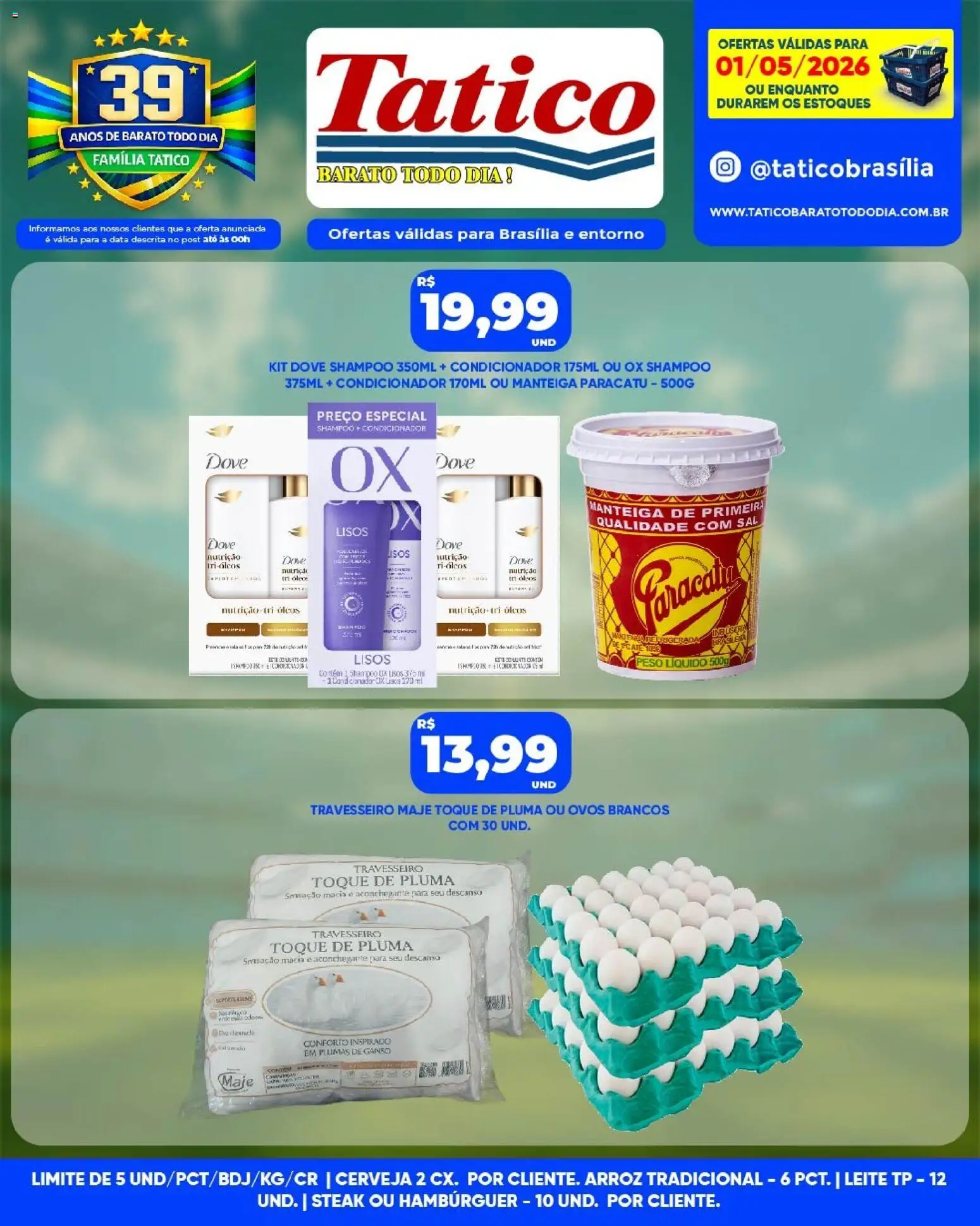 Tatico Folheto - válido de 01.05.2026 | Página: 10 | Produtos: Travesseiro, Cerveja, Arroz, Dove