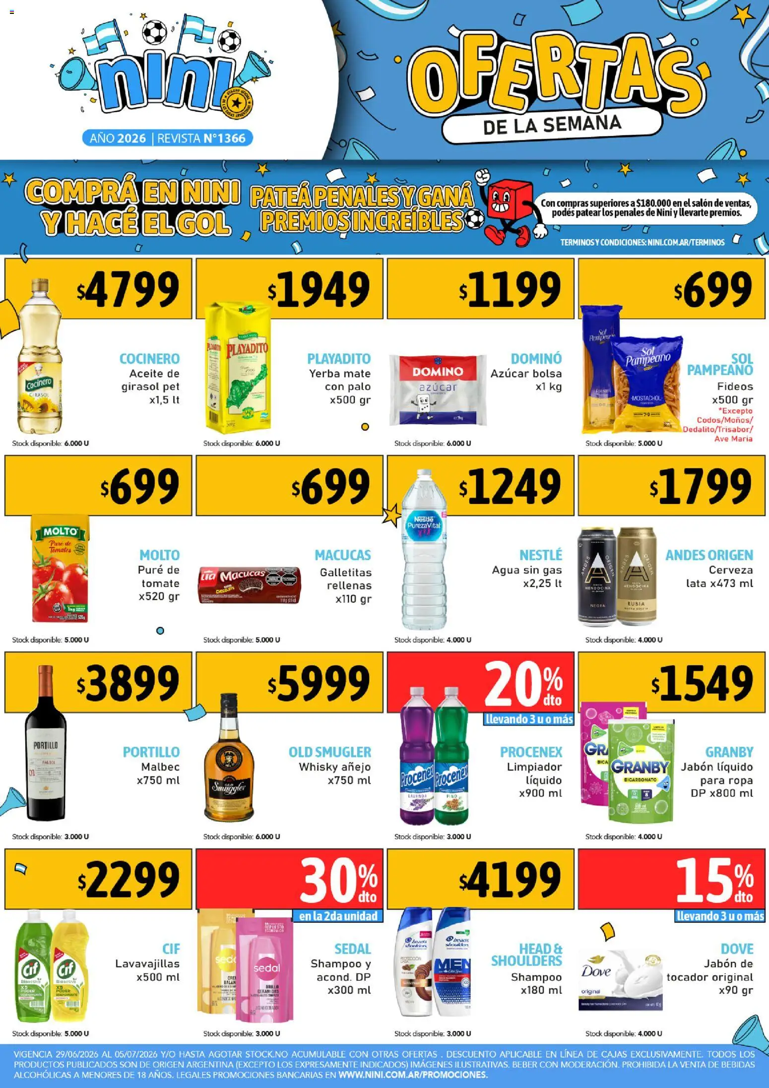 NINI Mayorista ofertas │ válido desde el 29/06/2026 | Página: 1 | Productos: Whisky, Bolsa, Galletitas, Jabón líquido