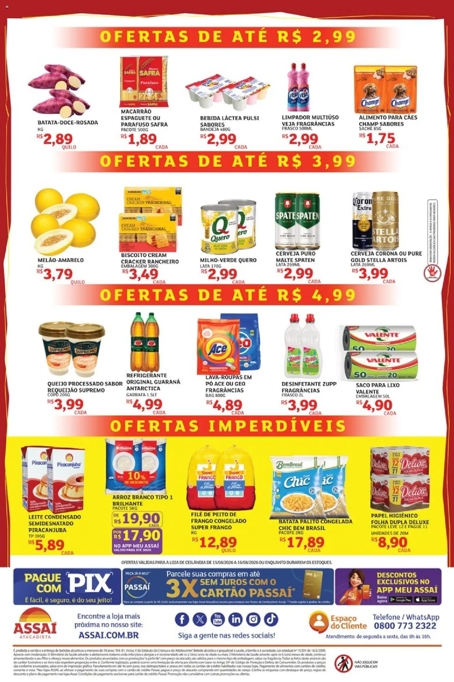 Assaí Atacadista Folheto - válido de 15/08/2026 | Página: 2 | Produtos: Biscoito, Refrigerante, Telefone, Papel higiênico