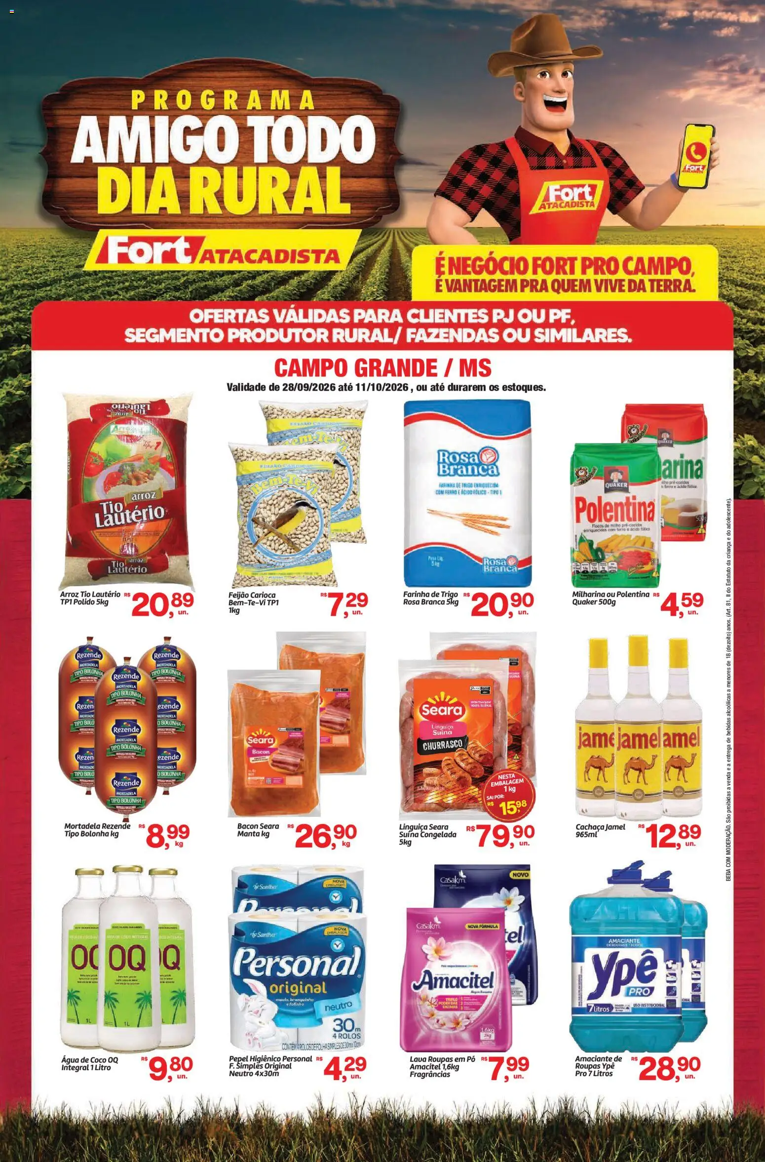 Fort Atacadista Folheto - válido de 28/09/2026 | Página: 1 | Produtos: Feijão, Cachaça, Linguiça, Arroz