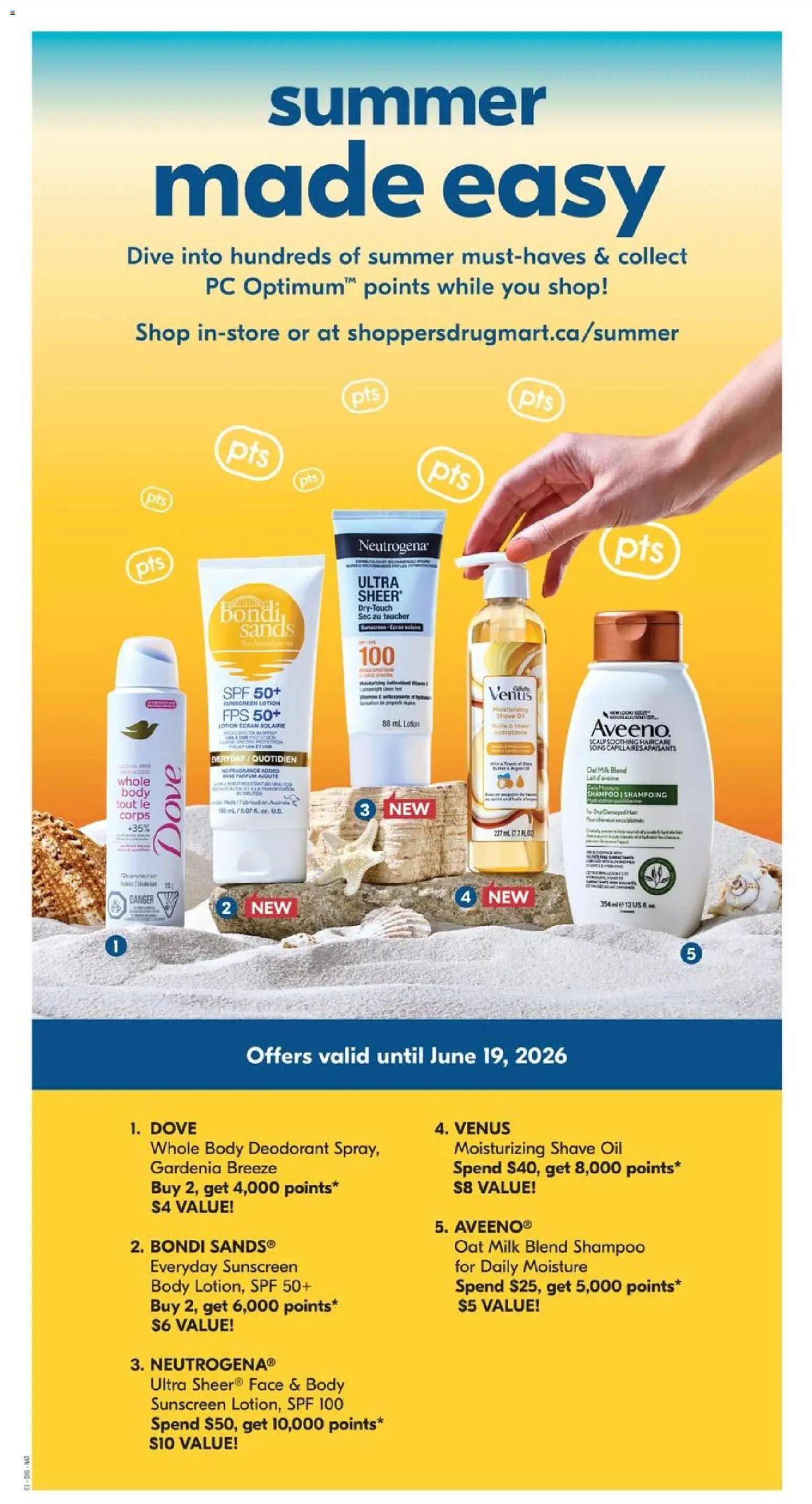 Shoppers flyer valid from 22.05.2026 | Page: 19 | Products: Sunscreen, Deodorant, Milk, Oil
