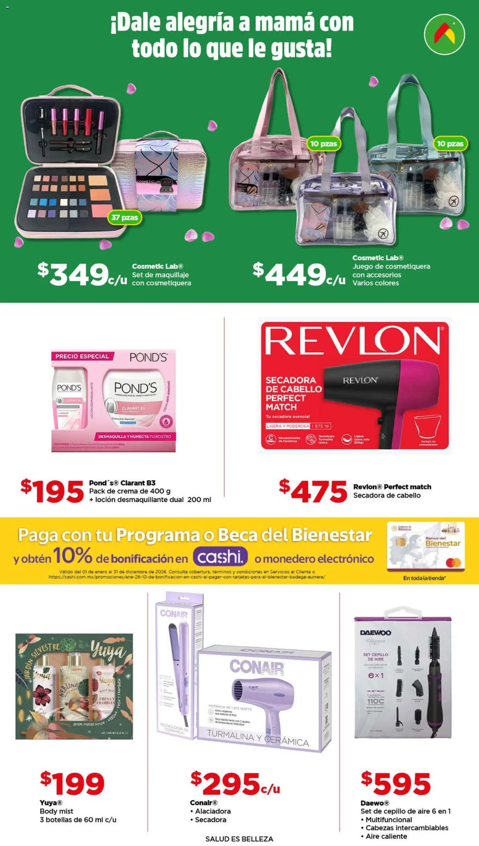 Nuevas ofertas de Bodega Aurrerá válidas en toda la República Mexicana desde el 13.04.2026. ¡Encuentra las mejores ofertas en Bodega Aurrerá folleto Día de las Madres! | Página: 6 | Productos: Crema, Monedero, Desmaquillante, Body